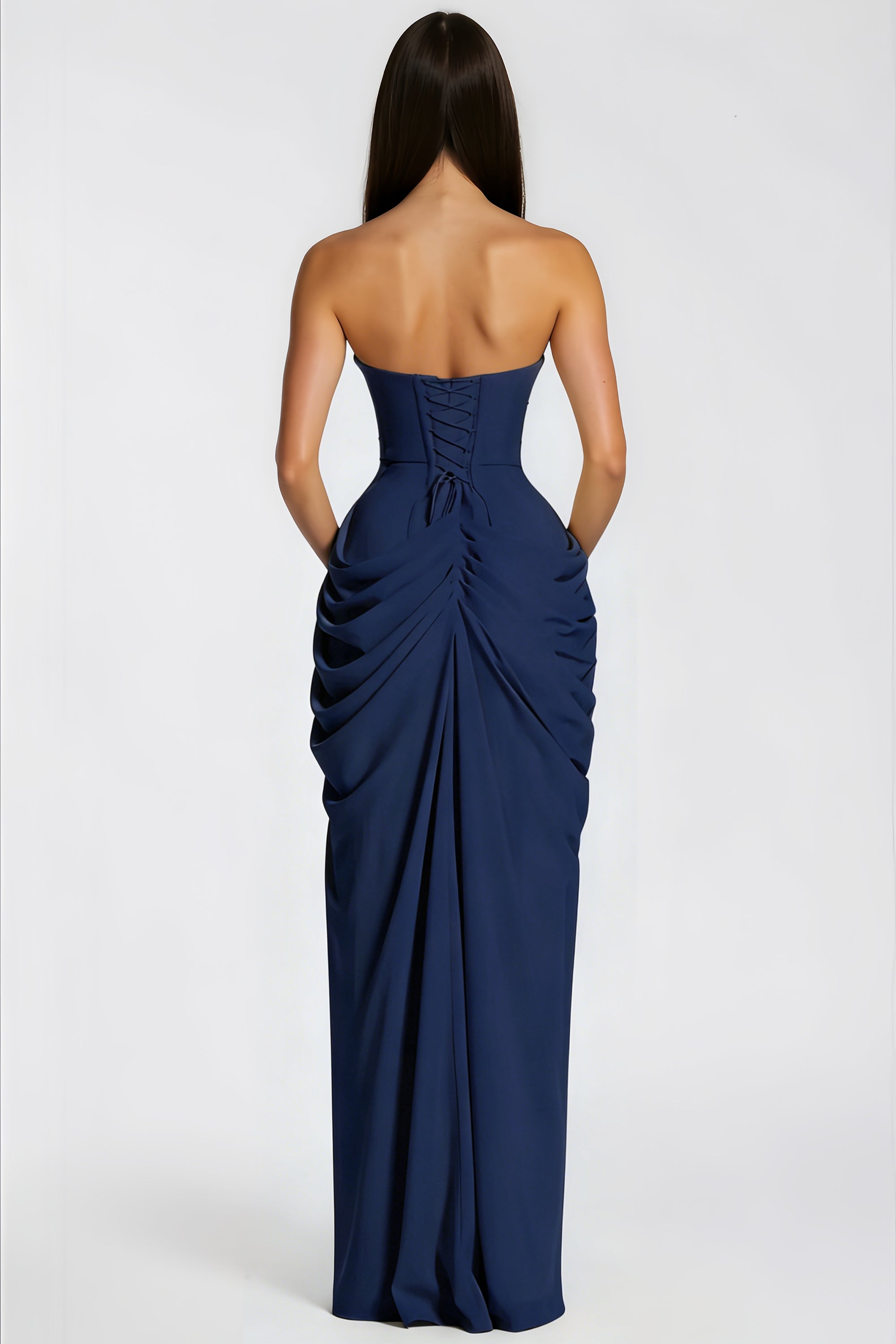 Azalée Strapless Draped High-Slit Maxi Dress - Celeste Ricci