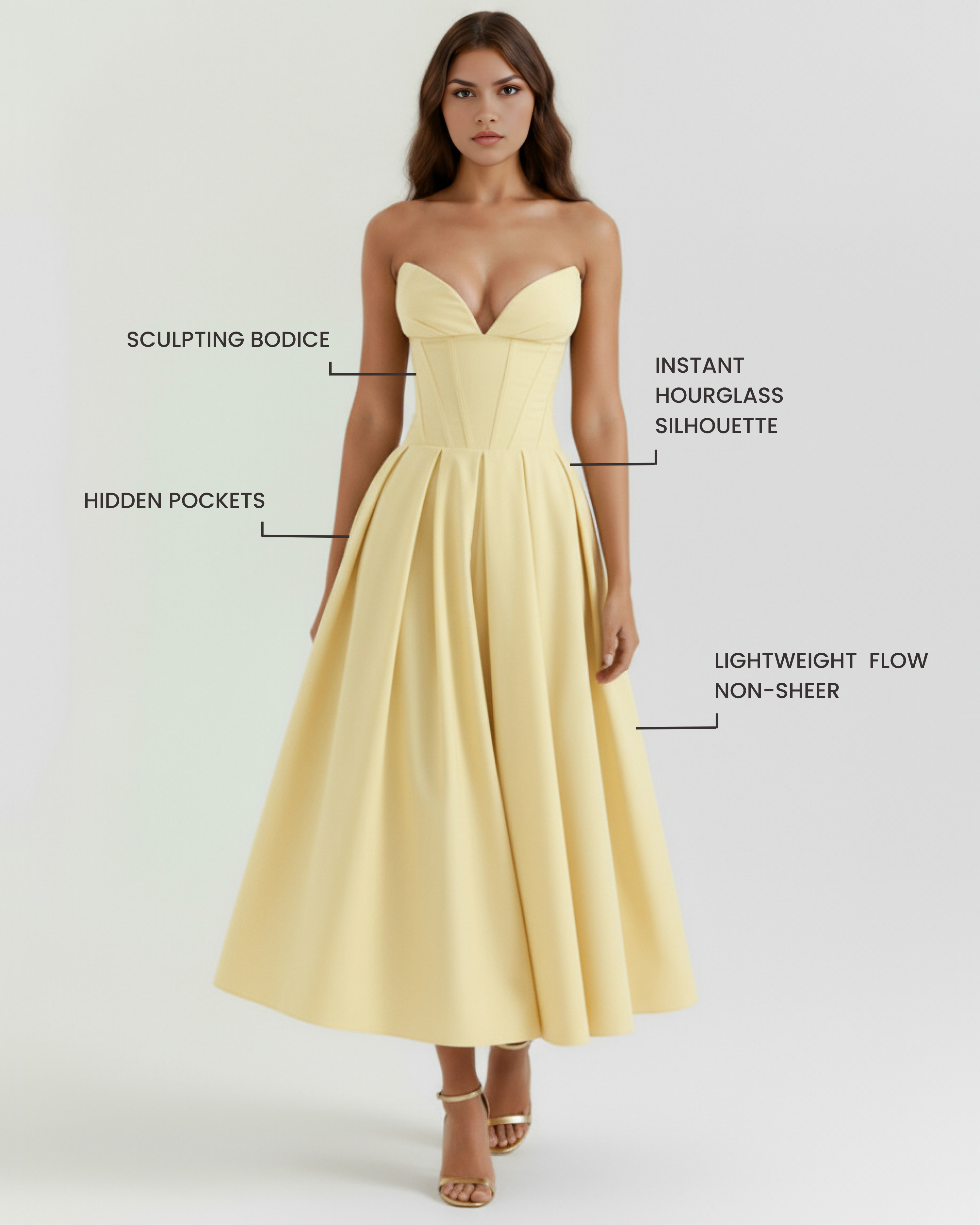 Amalfi Strapless Fitted Maxi Wedding Guest Dress - White