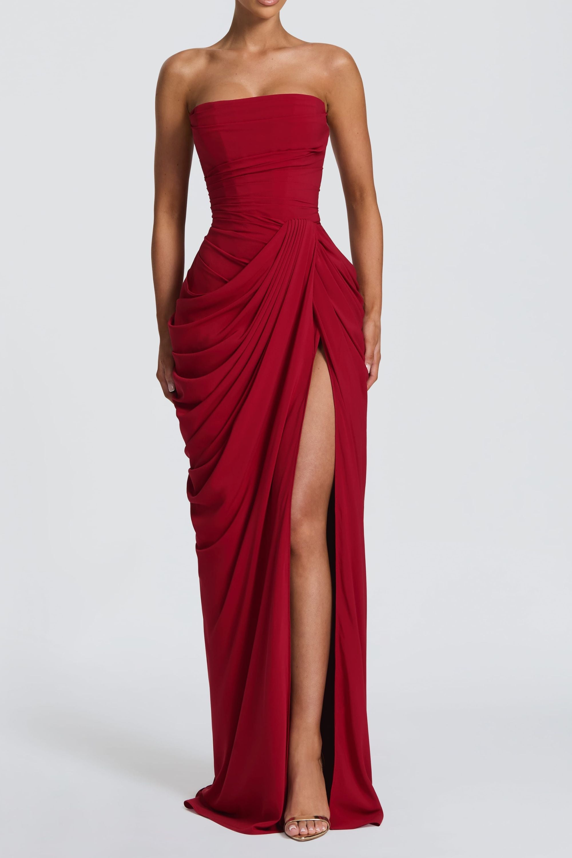 Azalée Strapless Draped High-Slit Maxi Dress - Celeste Ricci