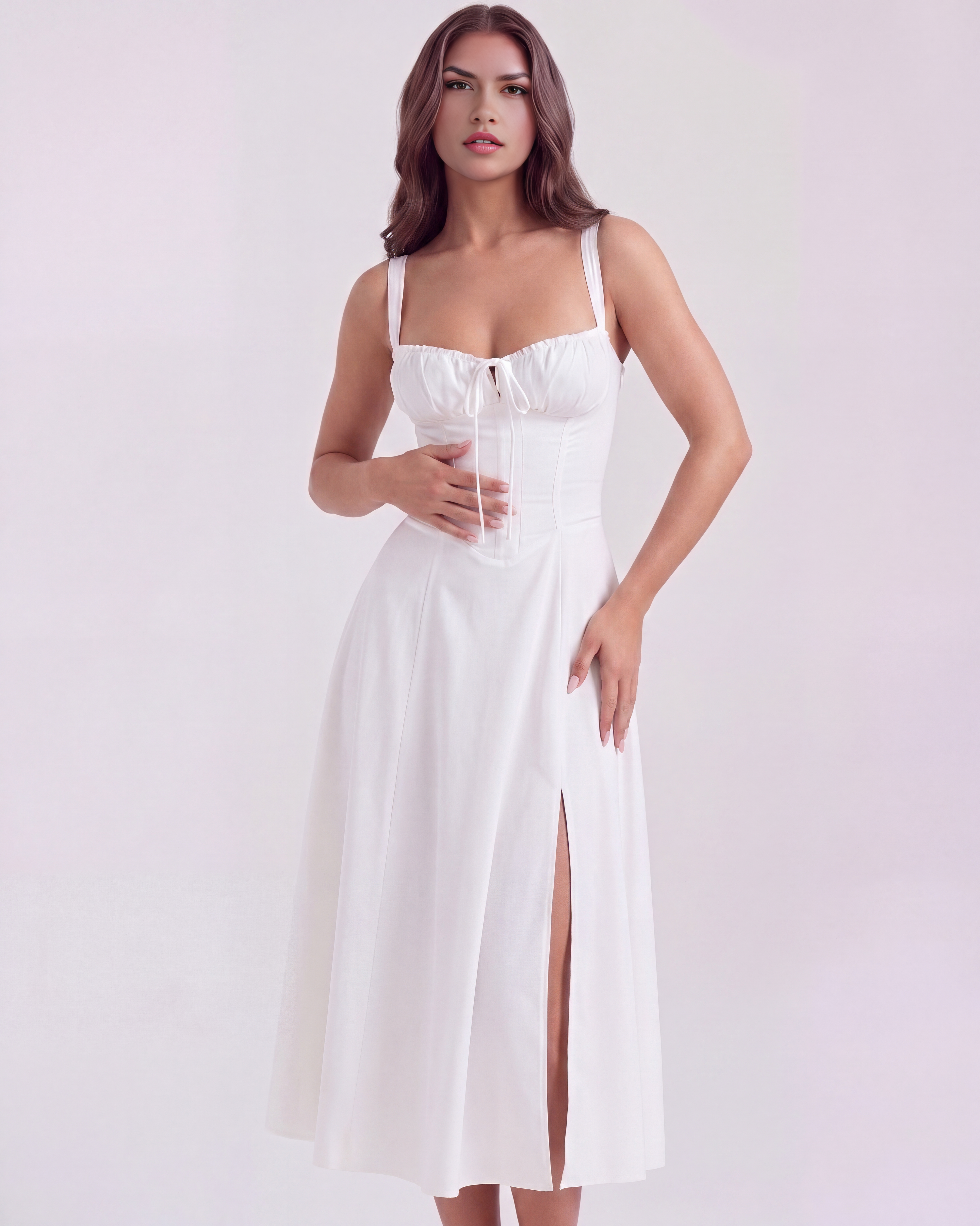 Aurora Corseted Maxi Summer Party Dress - White