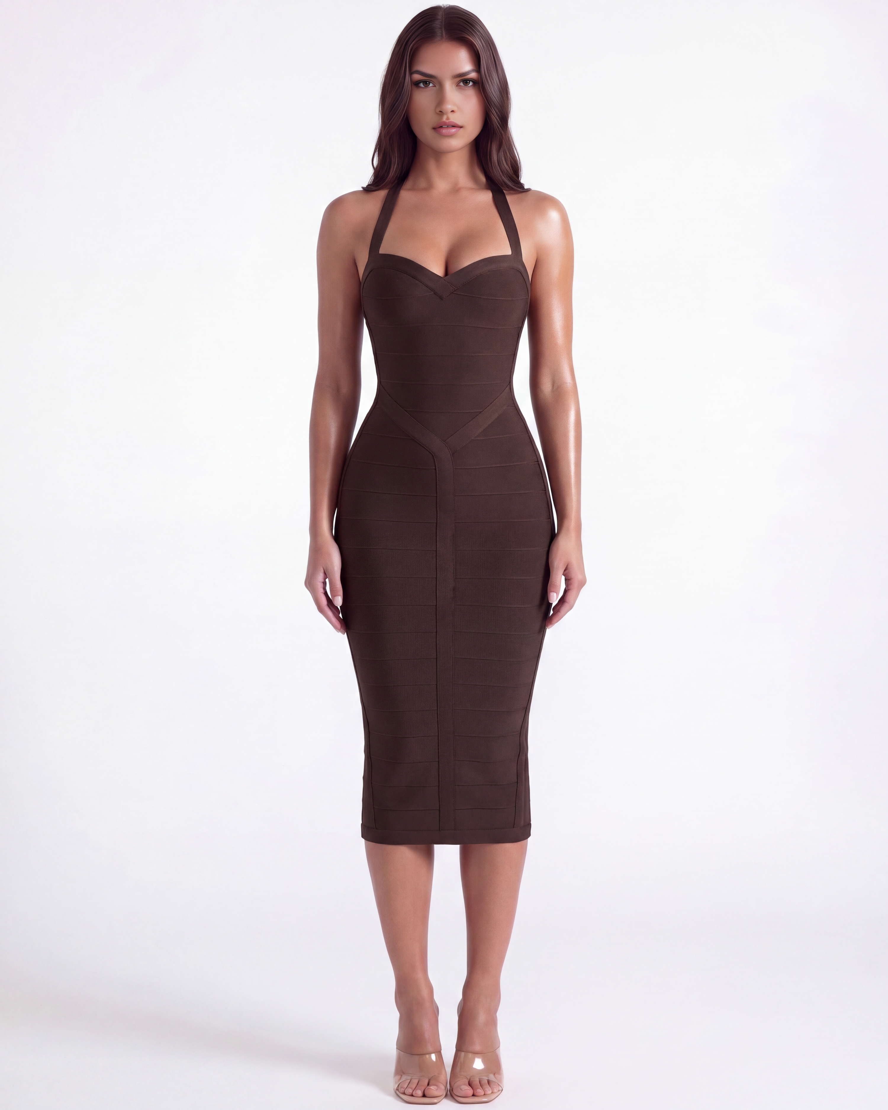 Kelly Bodycon Midi Bandage Dress - Almond