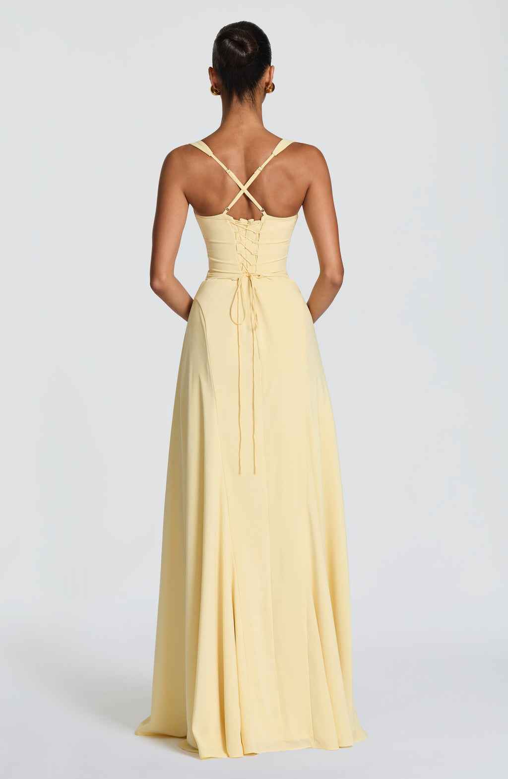 Anora Sweetheart Neck Fitted Maxi Formal Dress - Butter Yellow - Celeste Ricci