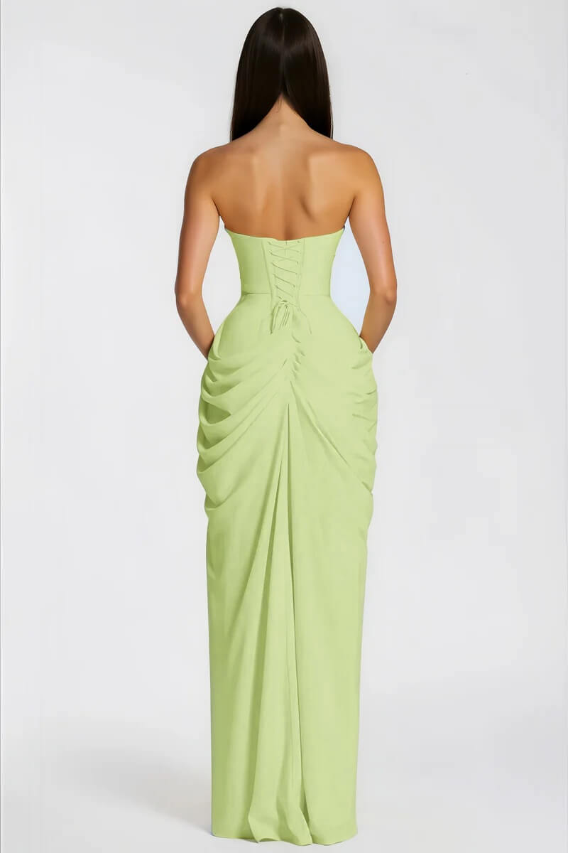 Azalée Strapless Draped High-Slit Maxi Dress - Celeste Ricci