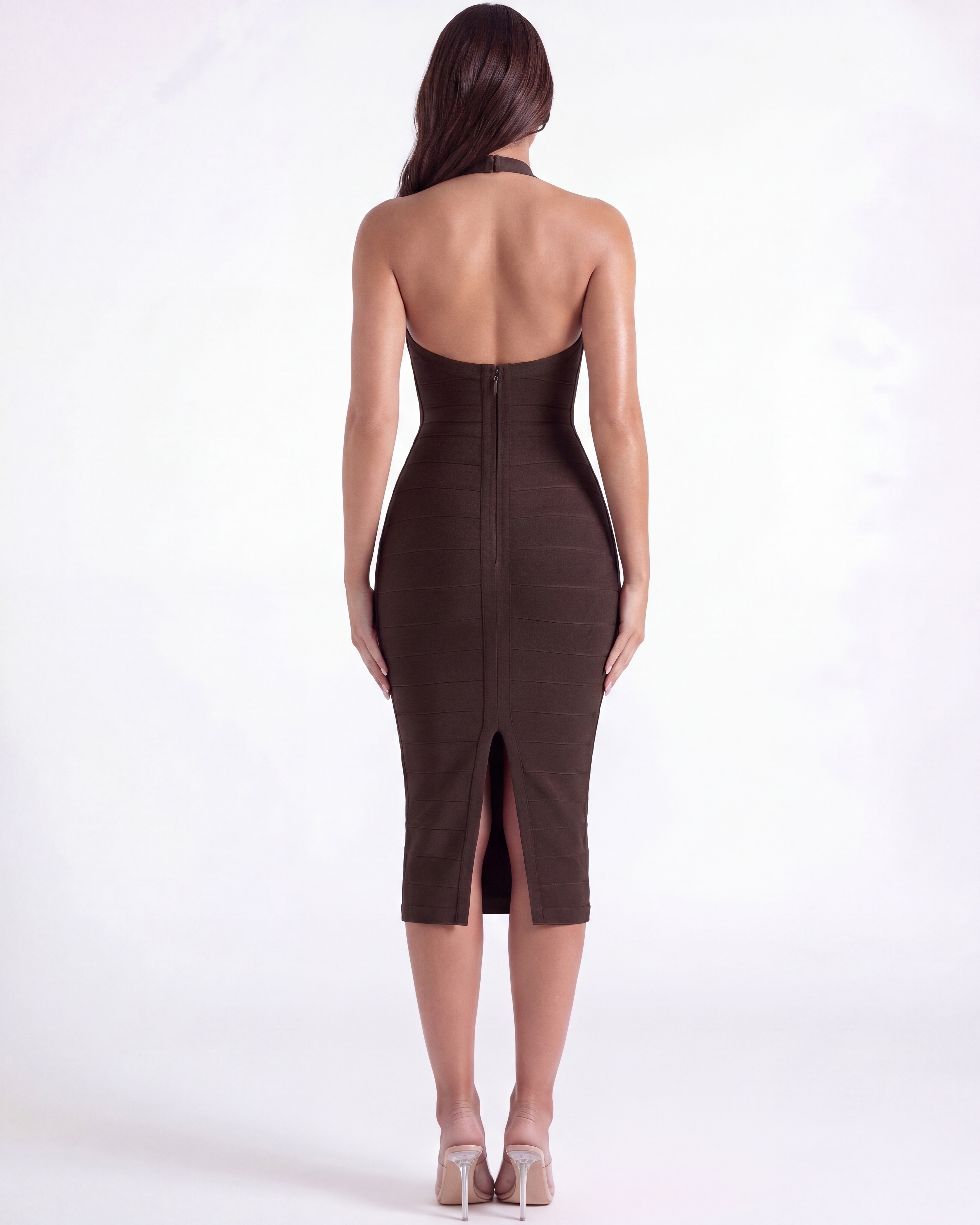Kelly Bodycon Midi Bandage Dress - Almond
