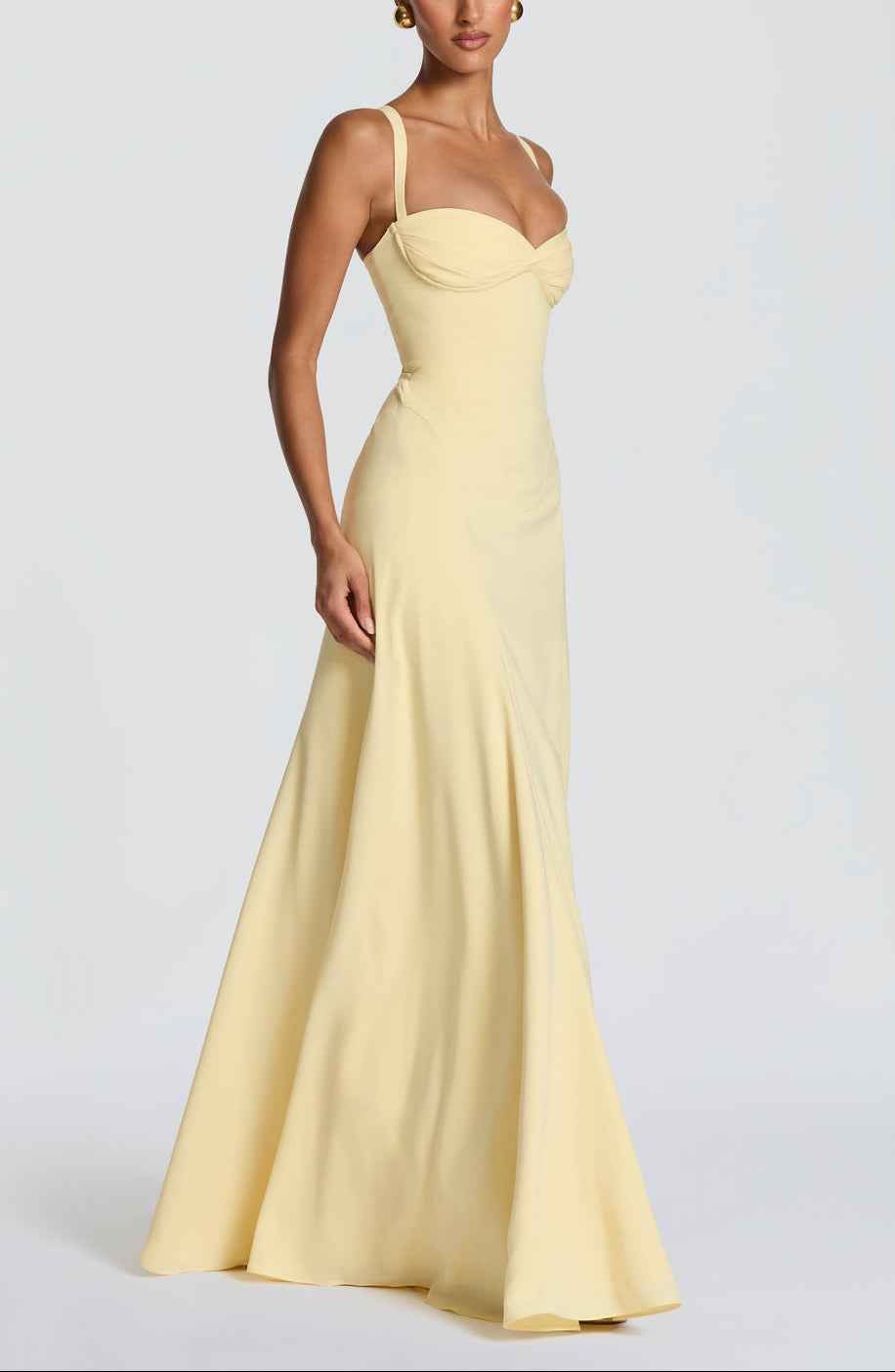 Anora Sweetheart Neck Fitted Maxi Formal Dress - Butter Yellow - Celeste Ricci