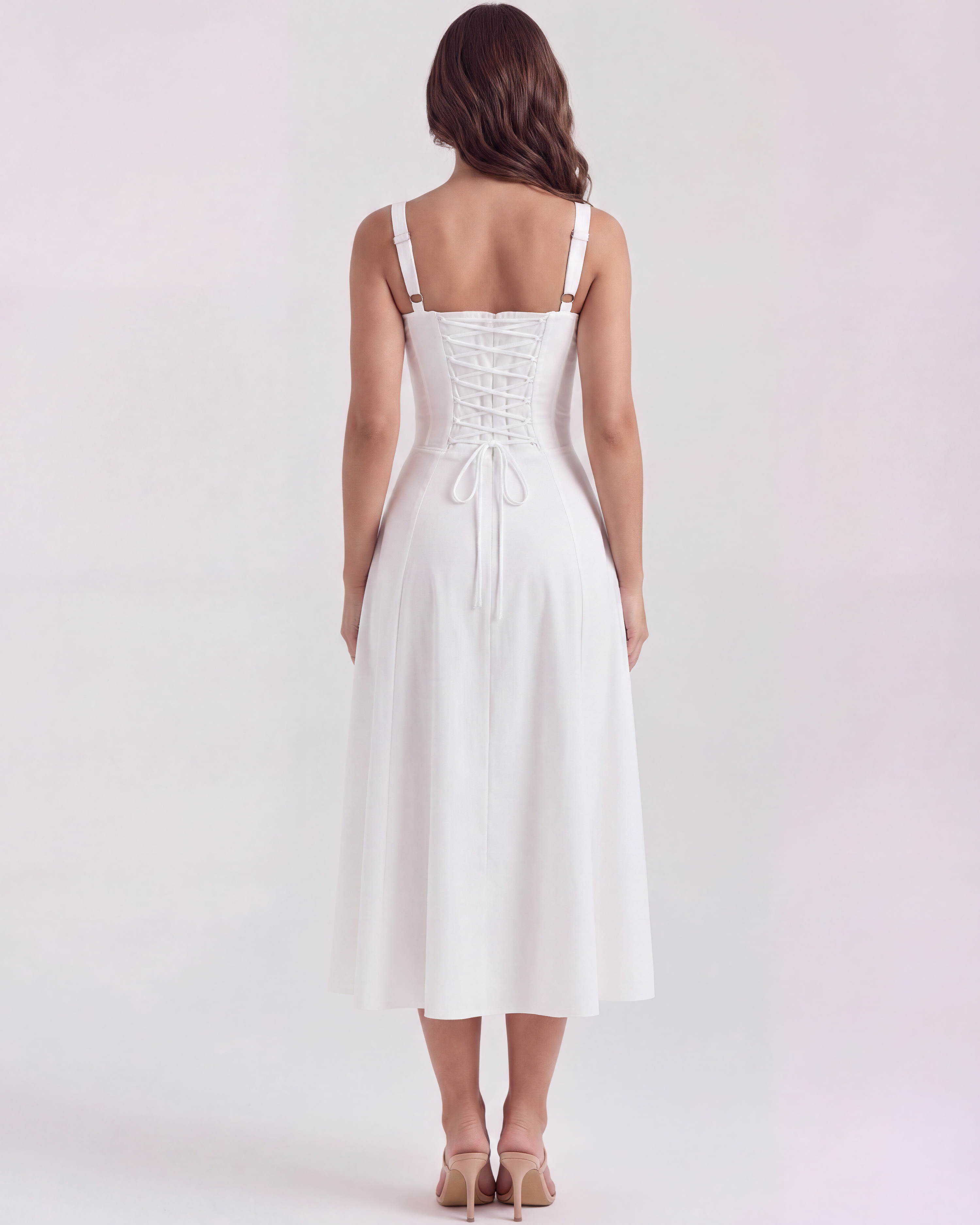 Aurora Corseted Maxi Summer Party Dress - White