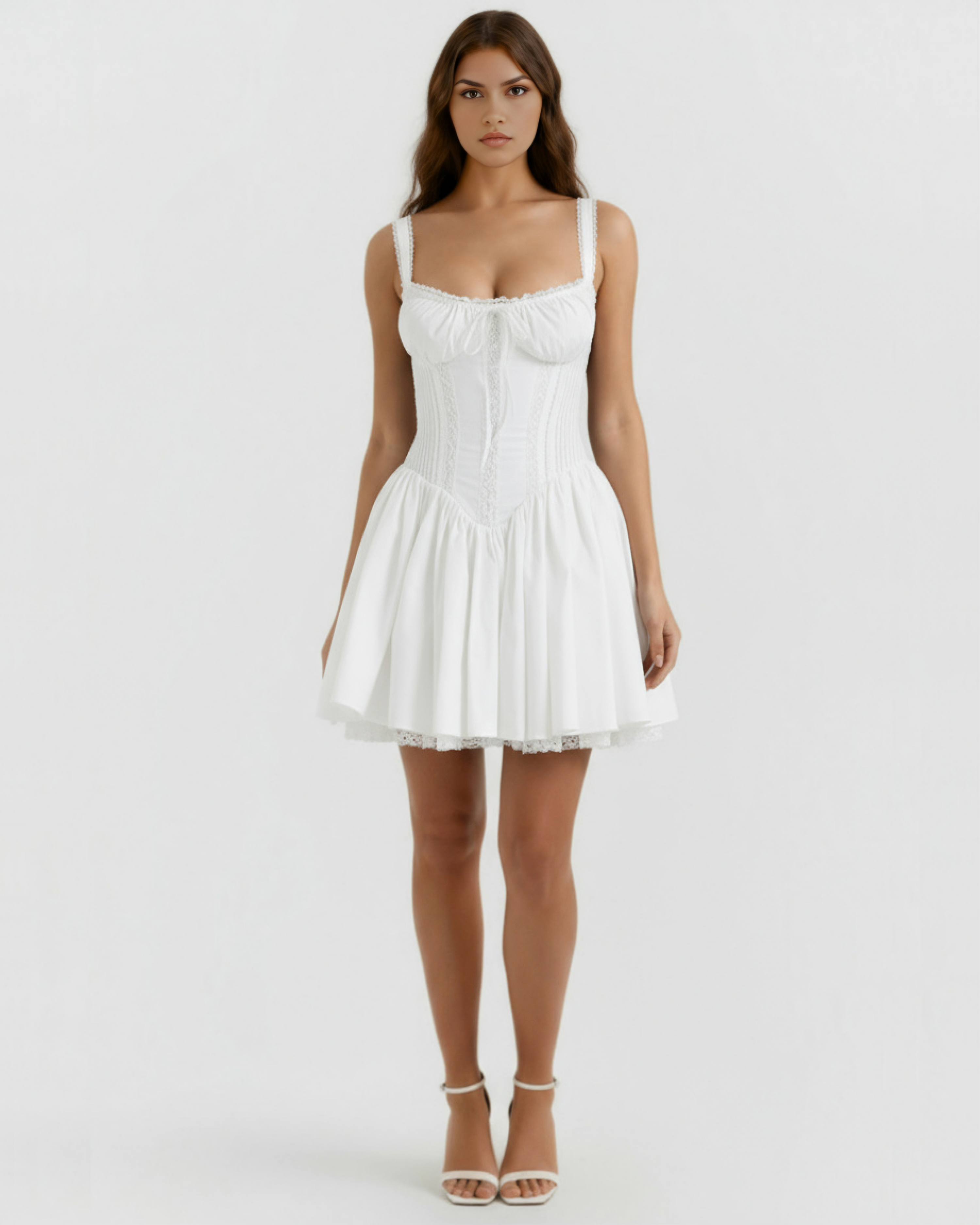 Luna Sweetheart Lace Mini Summer Dress - Pink