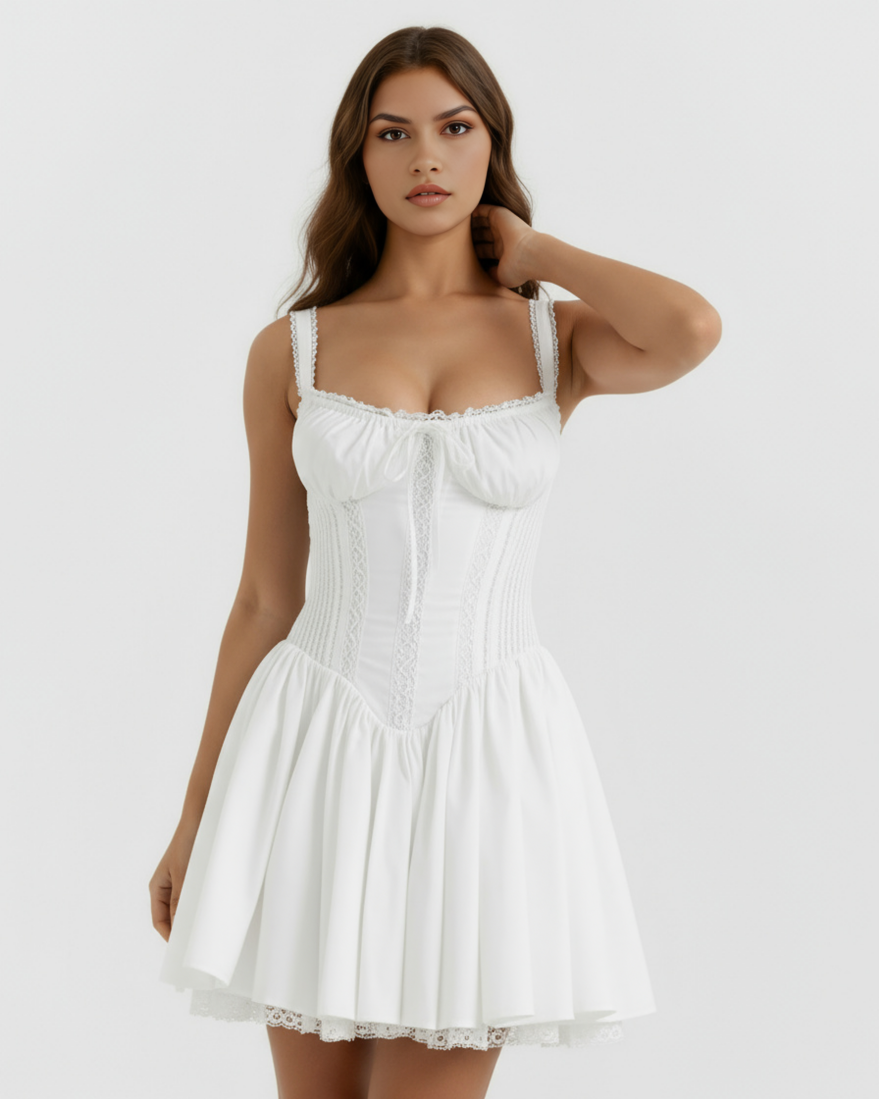 Luna Sweetheart Lace Mini Summer Dress - Pink