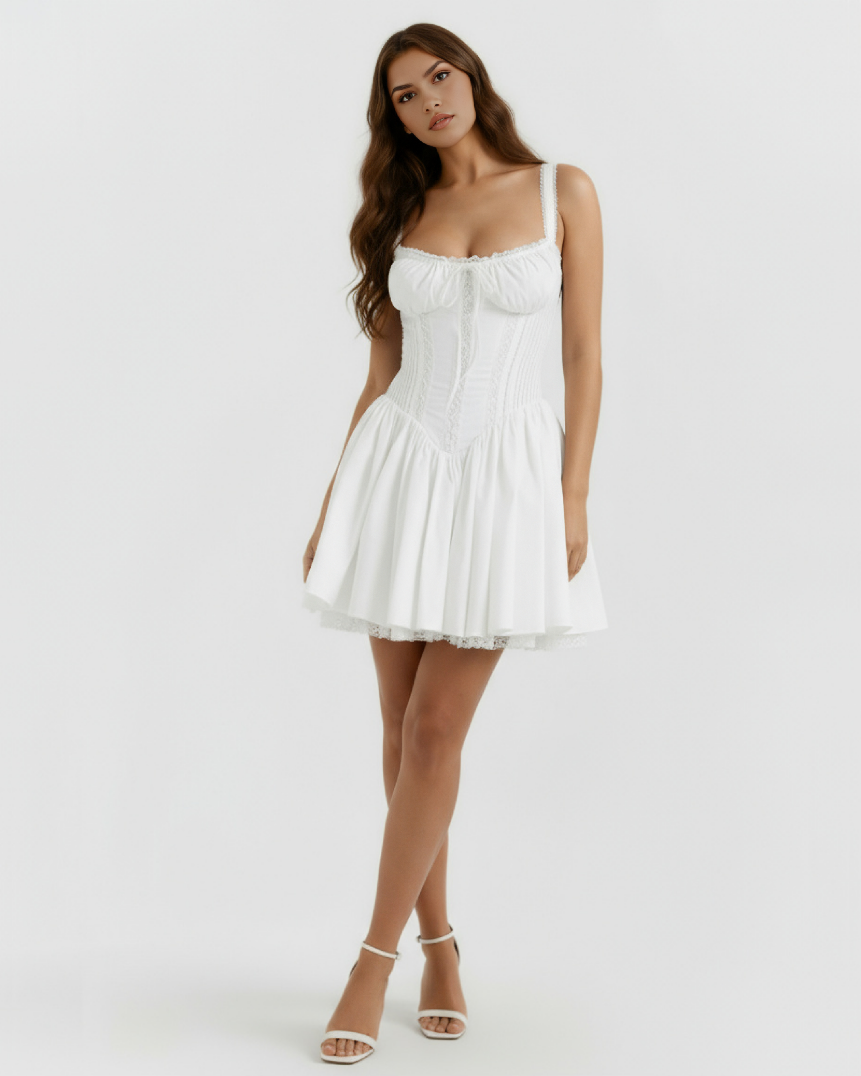 Luna Sweetheart Lace Mini Summer Dress - Pink