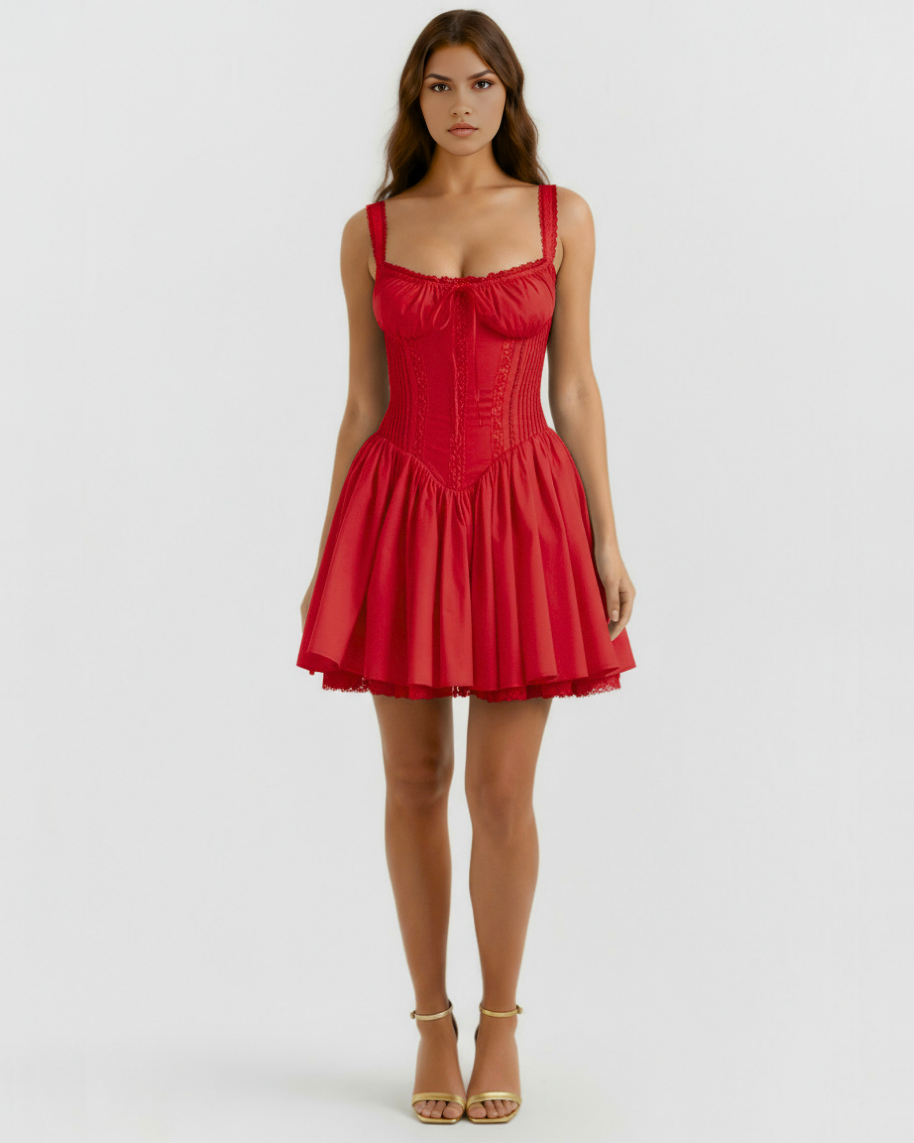 Luna Sweetheart Lace Mini Summer Dress - White