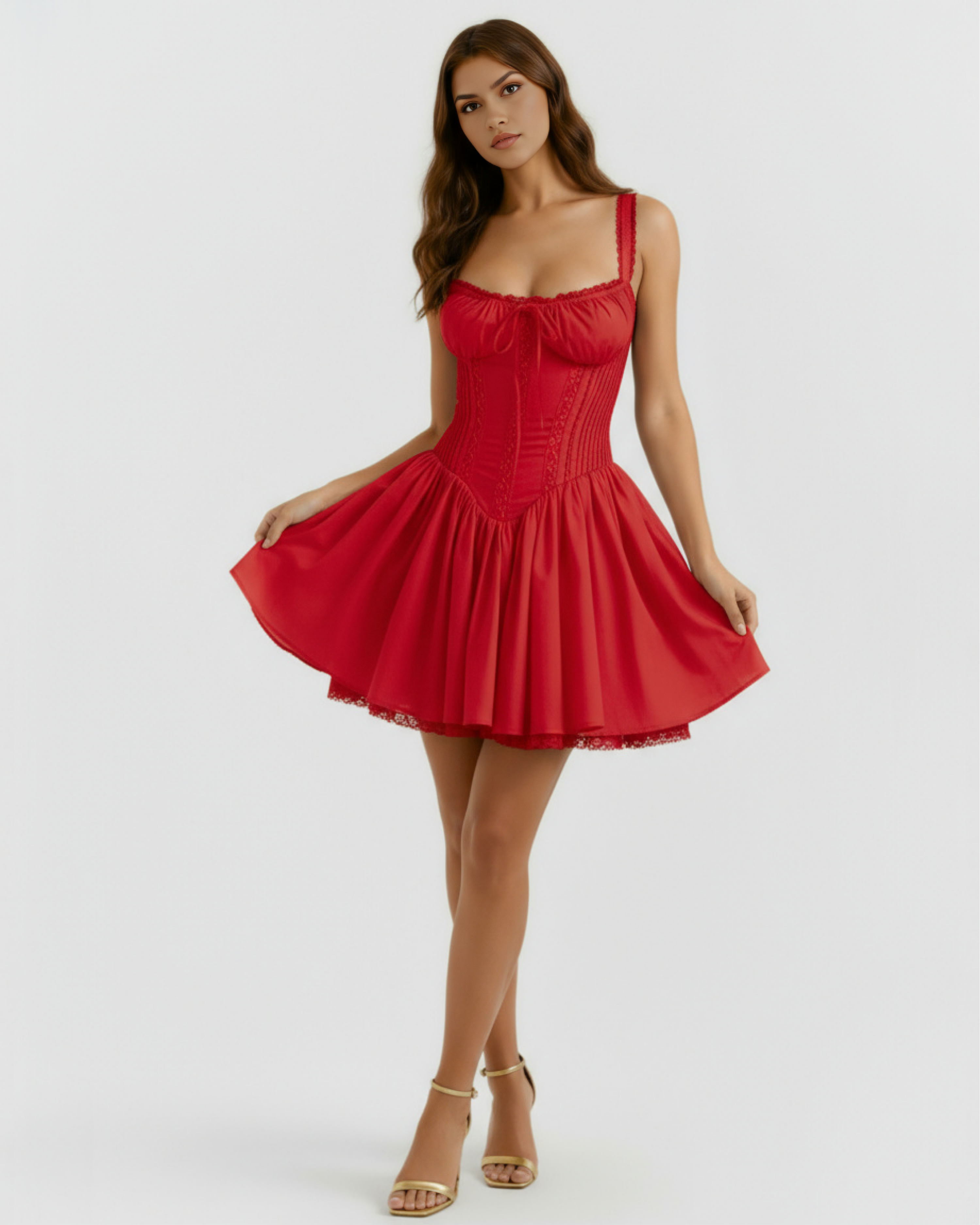 Luna Sweetheart Lace Mini Summer Dress - White
