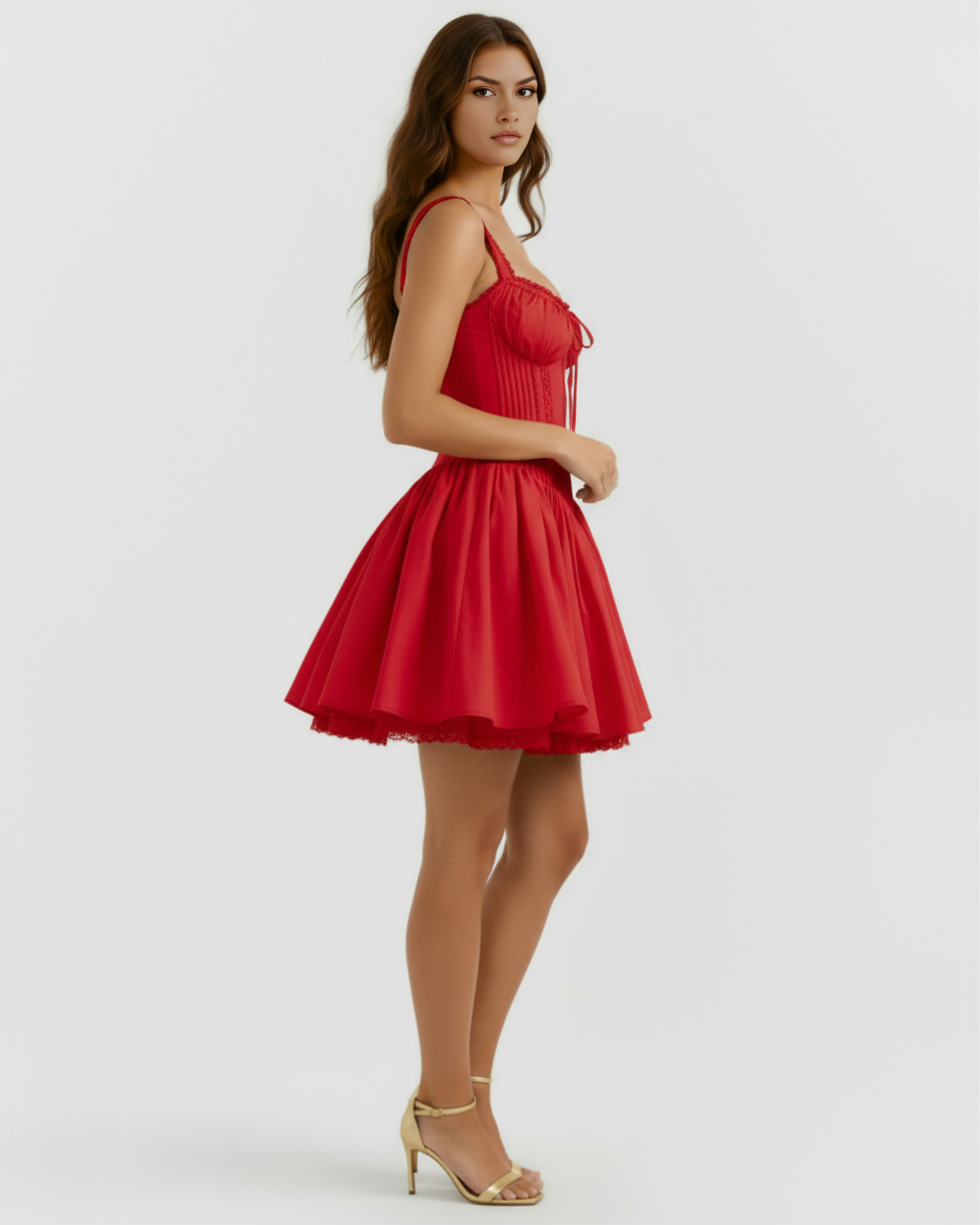 Luna Sweetheart Lace Mini Summer Dress - White