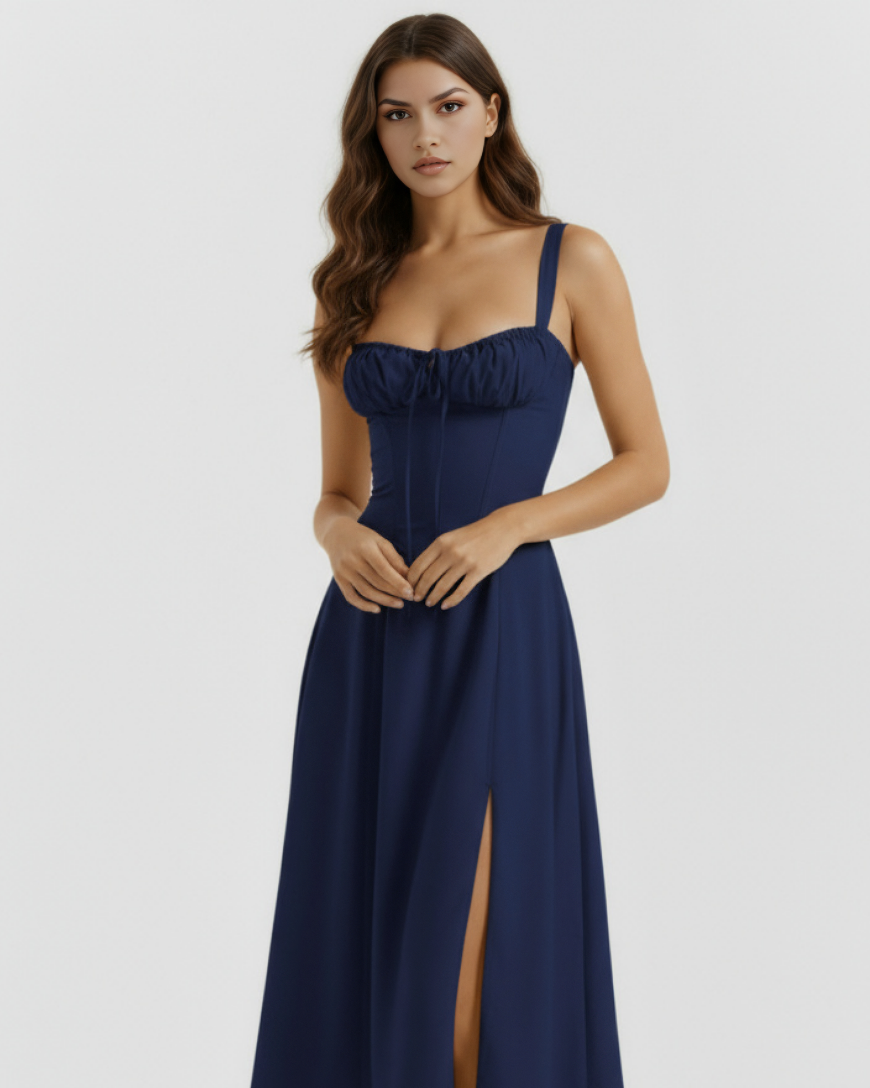 Aurora Corseted Fit Midi Summer Party Dress - Buttercup