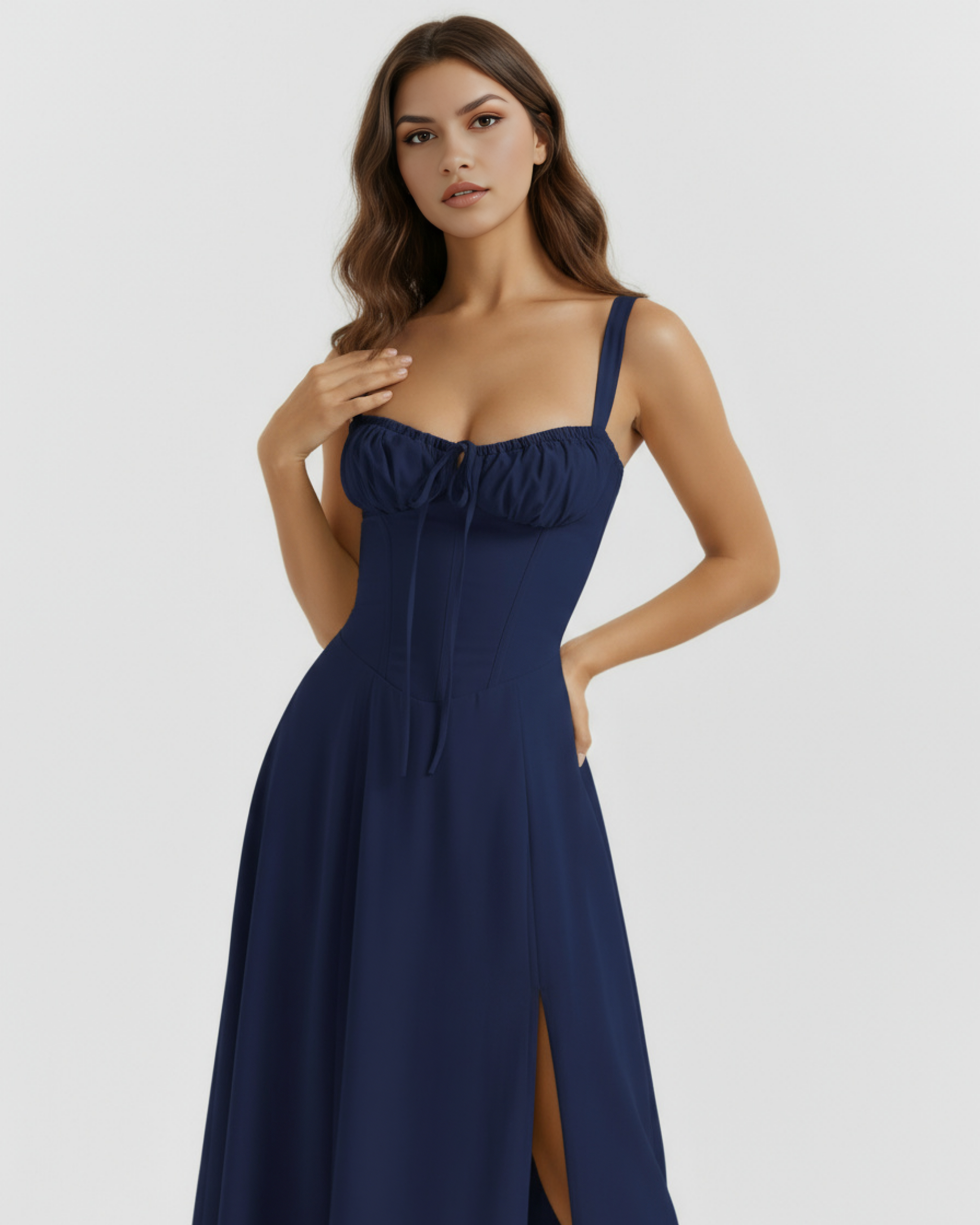 Aurora Corseted Fit Midi Summer Party Dress - Buttercup