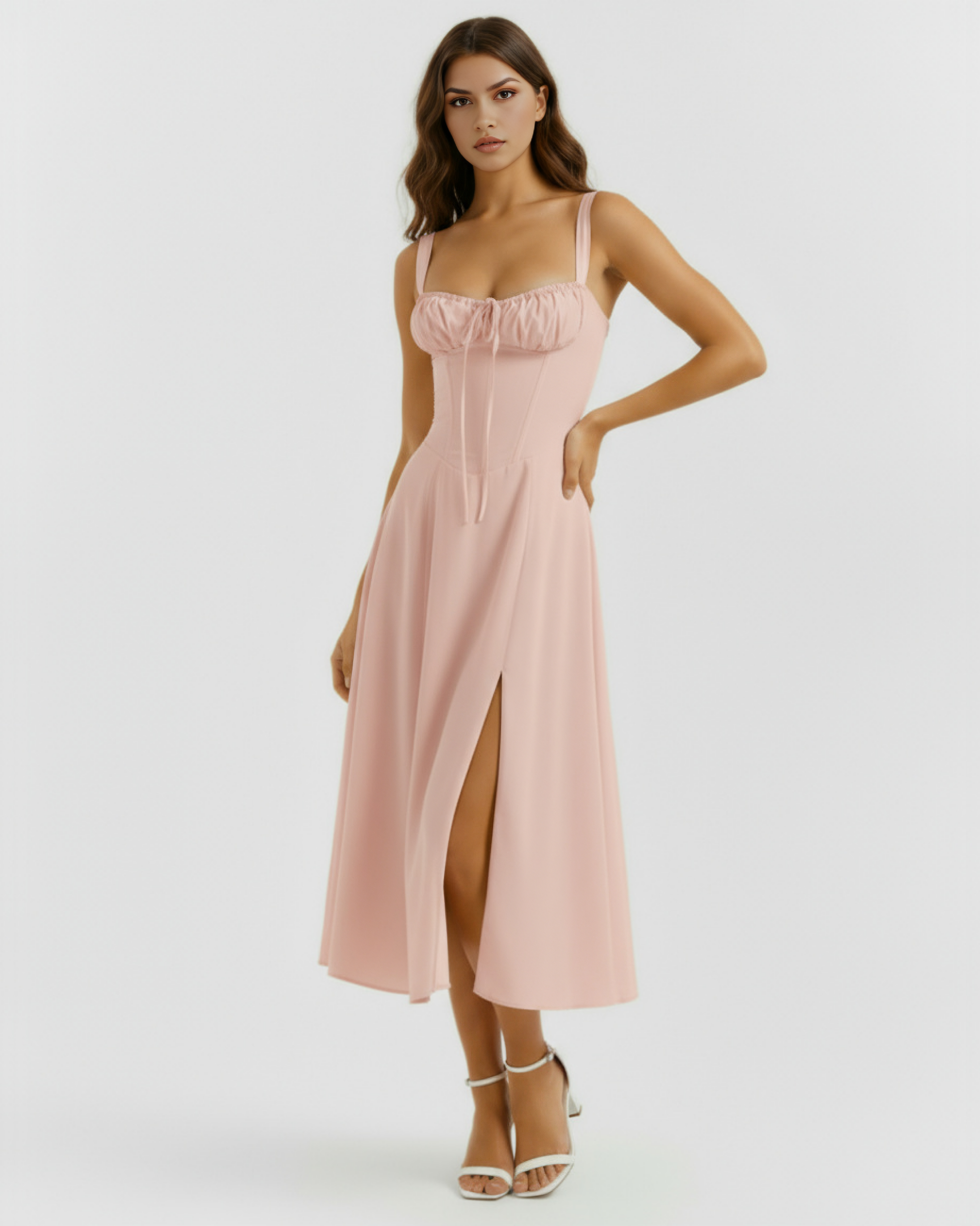 Aurora Corseted Bodycon Maxi Summer Dress - Rosé