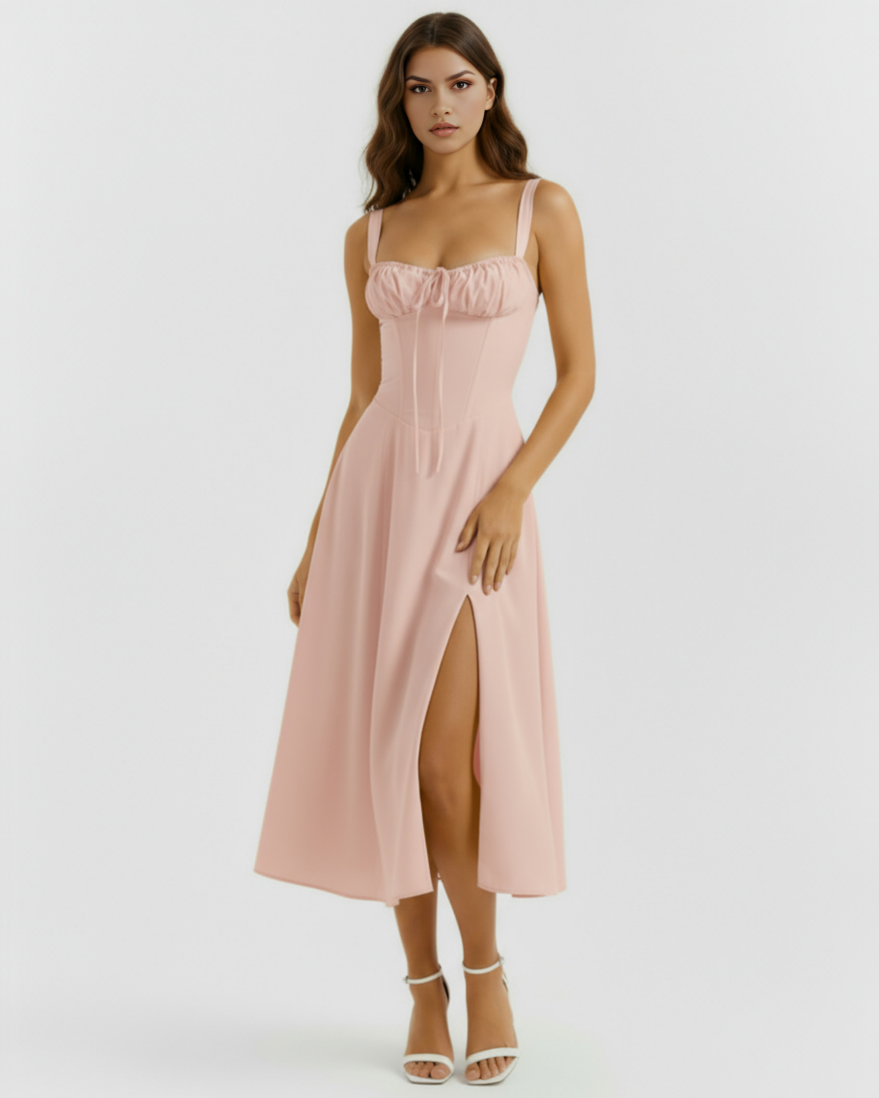 Aurora Corseted Bodycon Maxi Summer Dress - Rosé
