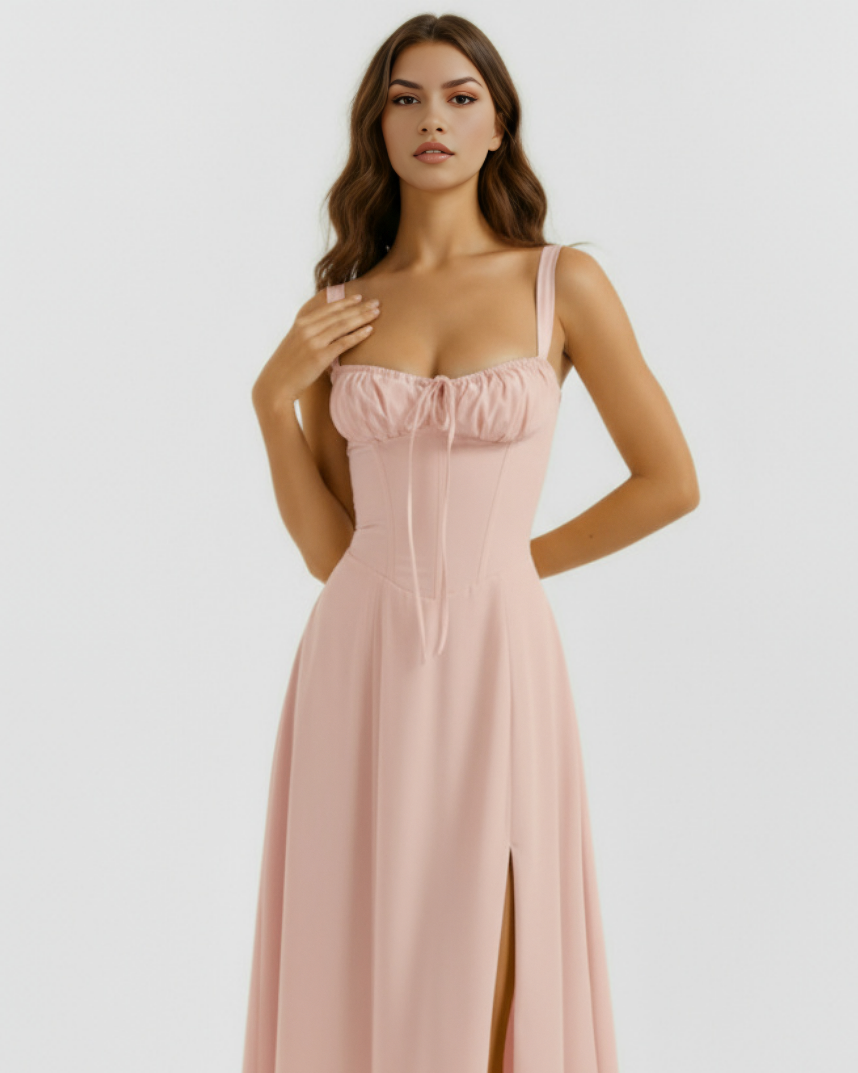 Aurora Corseted Bodycon Maxi Summer Dress - Rosé