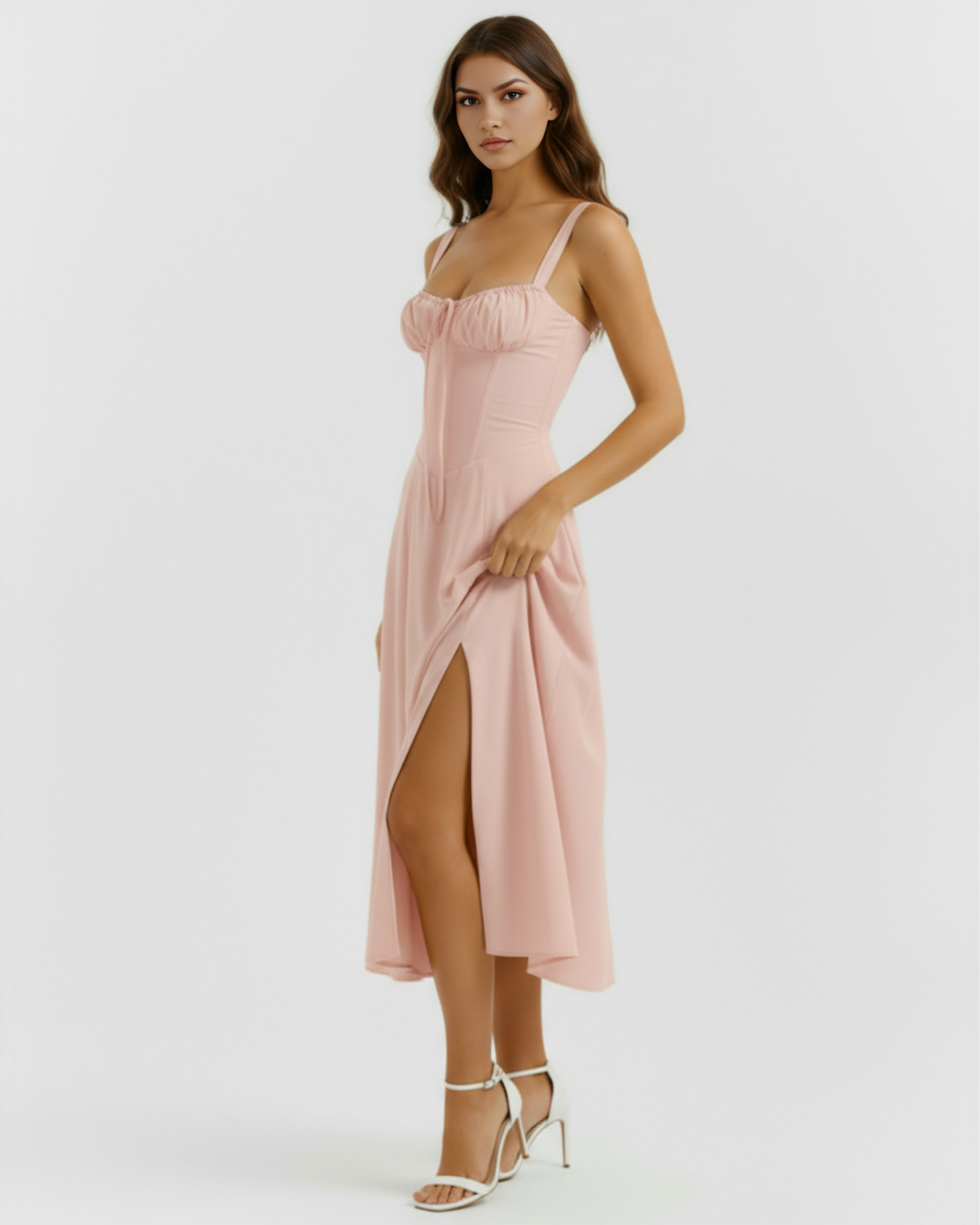 Aurora Corseted Bodycon Maxi Summer Dress - Rosé