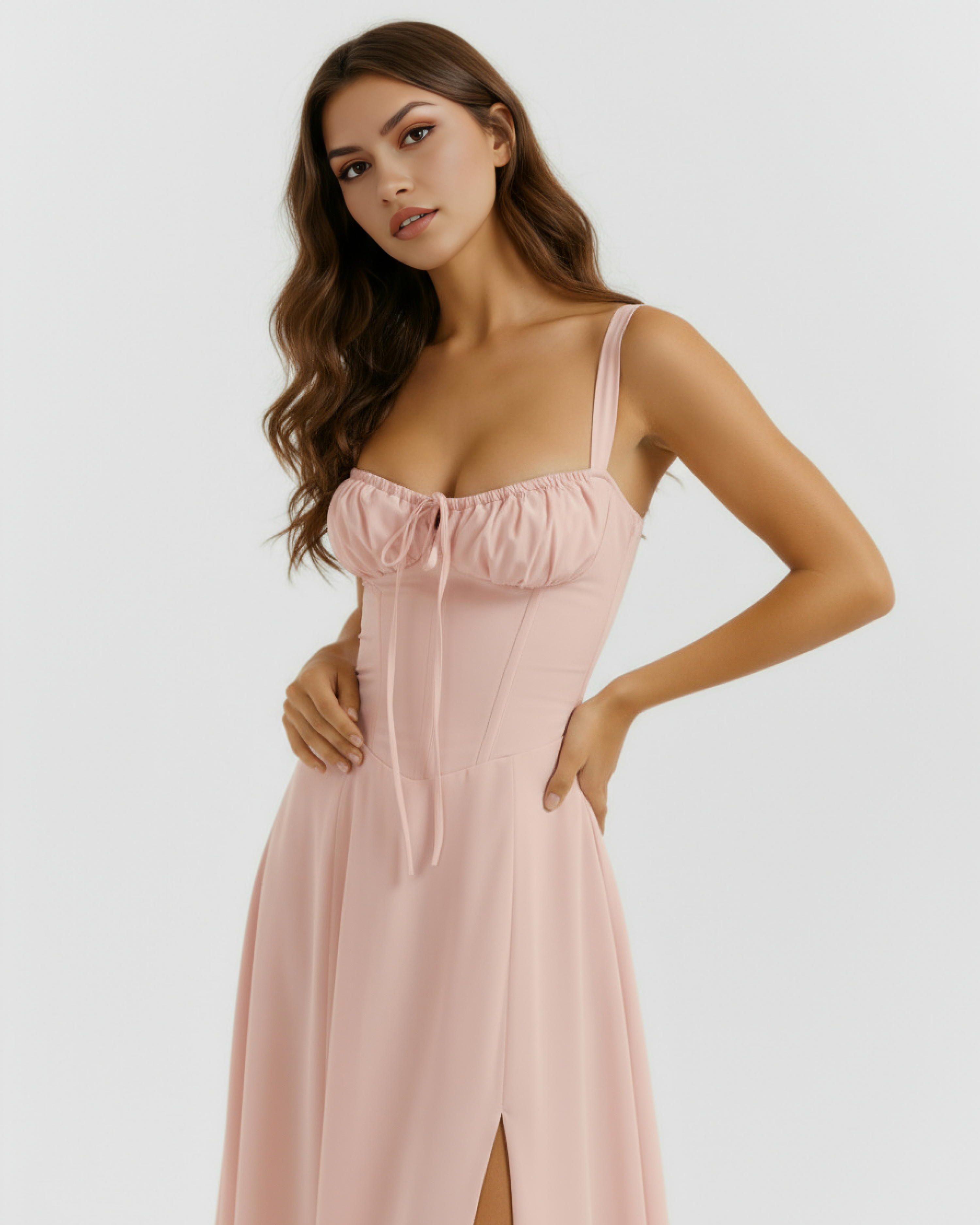 Aurora Corseted Bodycon Maxi Summer Dress - Rosé