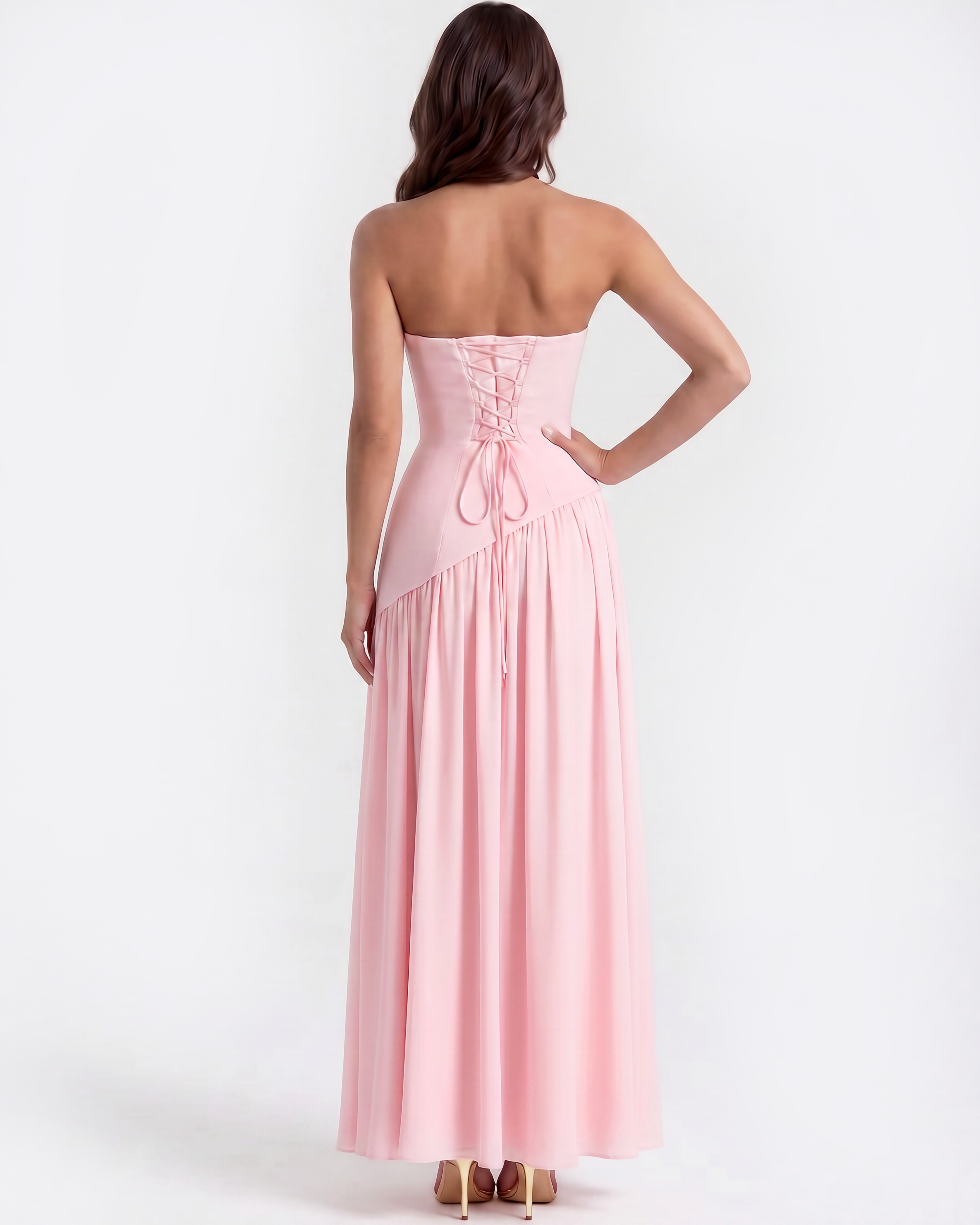 Serena Strapless Maxi Wedding Guest Dress - Soft Pink
