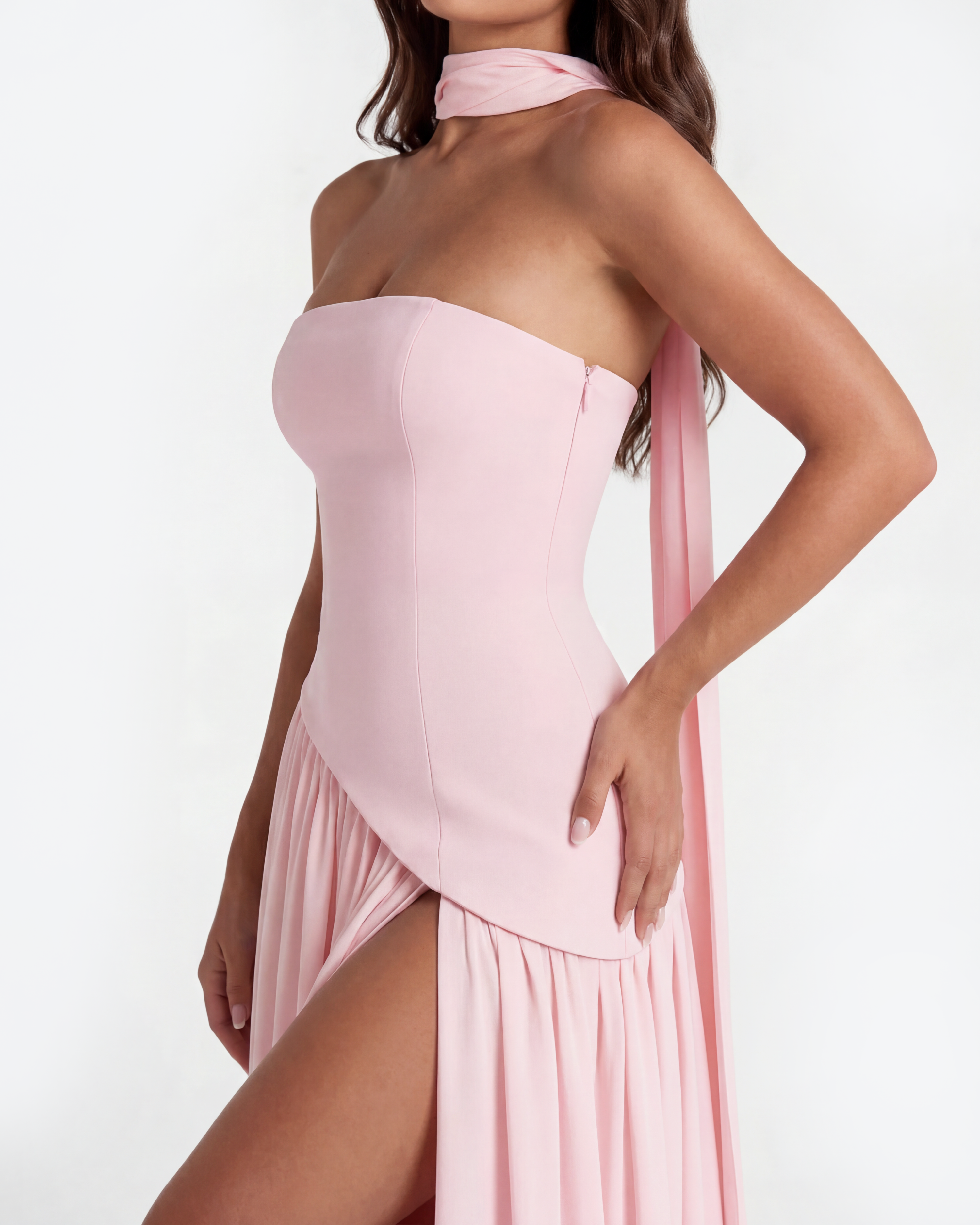Serena Strapless Maxi Wedding Guest Dress - Soft Pink