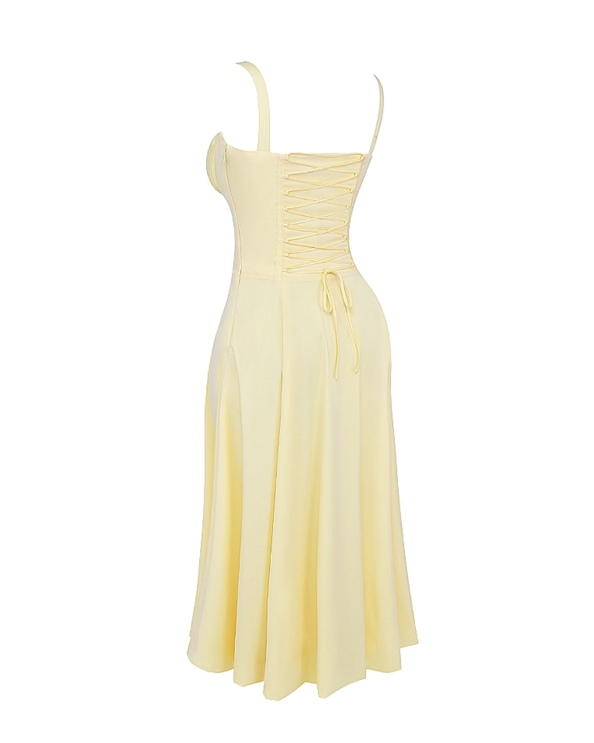 Aurora Fitted Corseted Midi Summer Dress - Buttercup