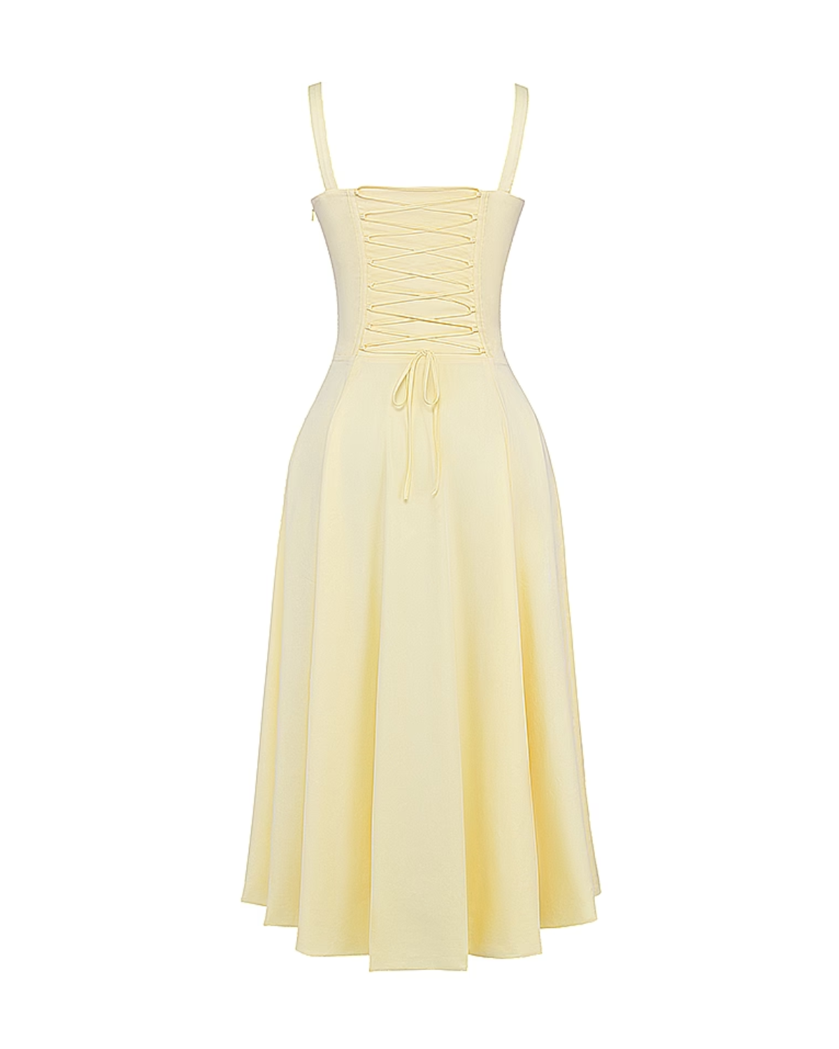 Aurora Fitted Corseted Midi Summer Dress - Buttercup