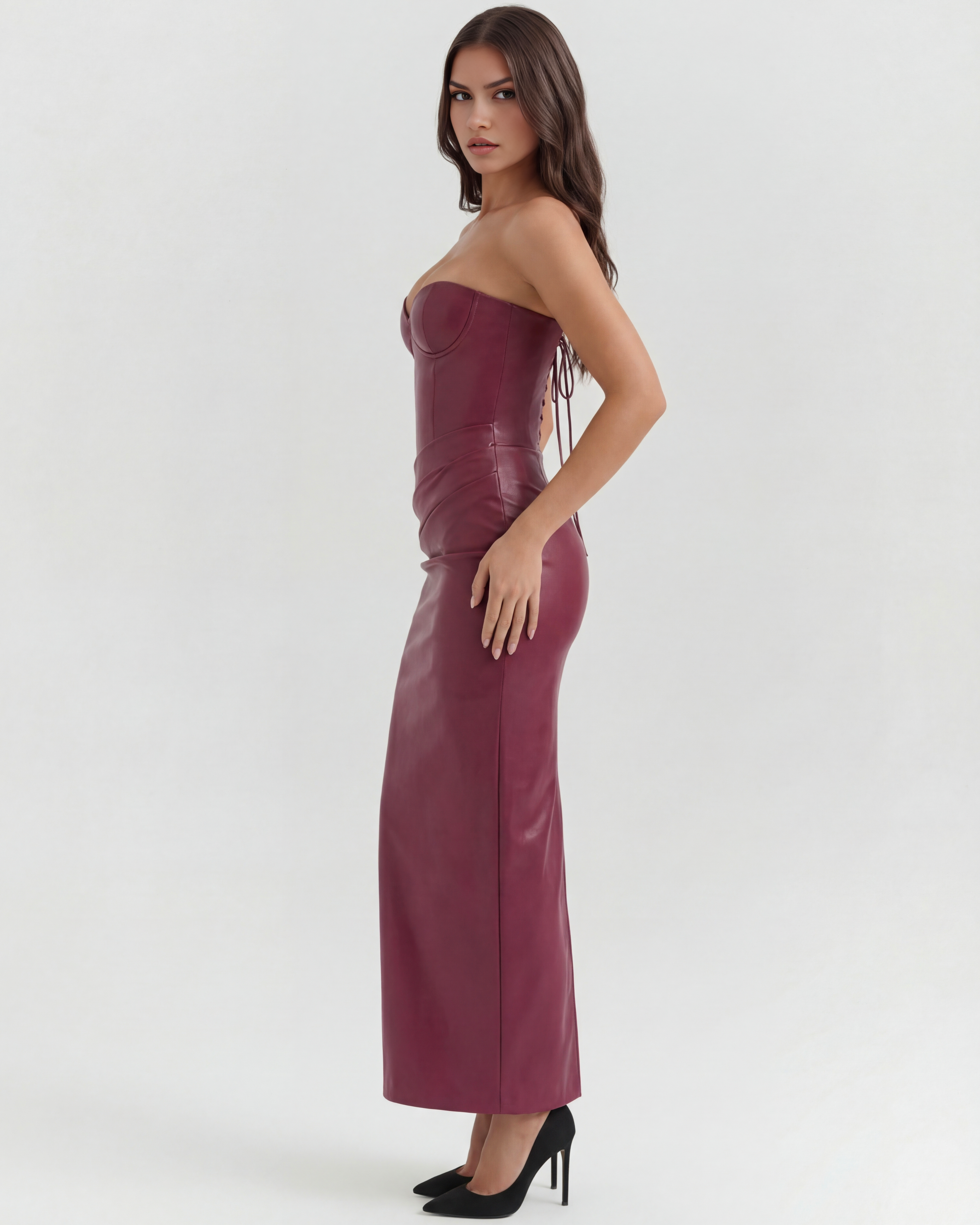 Vanessa Strapless Bodycon Midi Evening Dress - Black