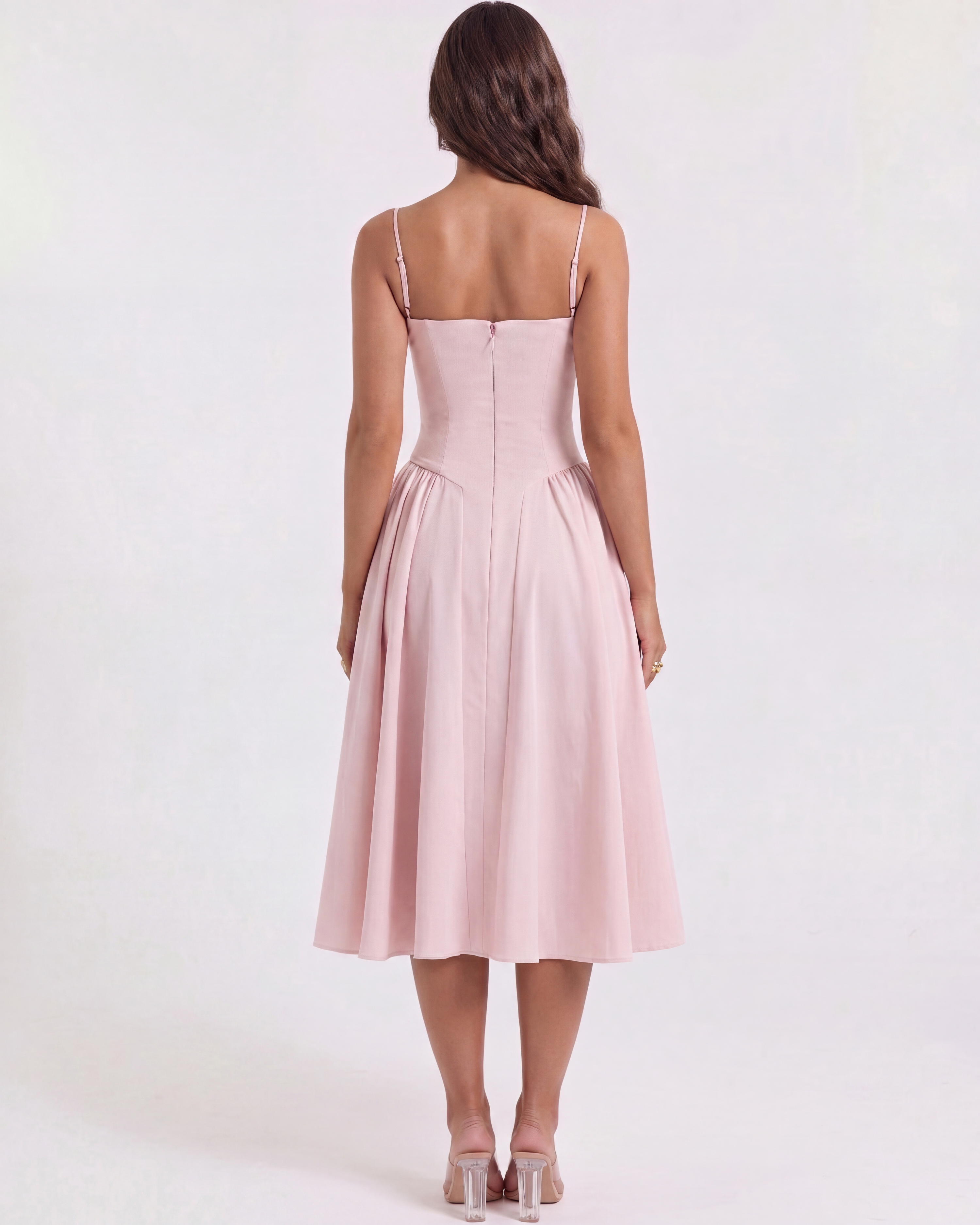 Francesca Fitted Sweetheart Midi Summer Dress - Ballerina Pink