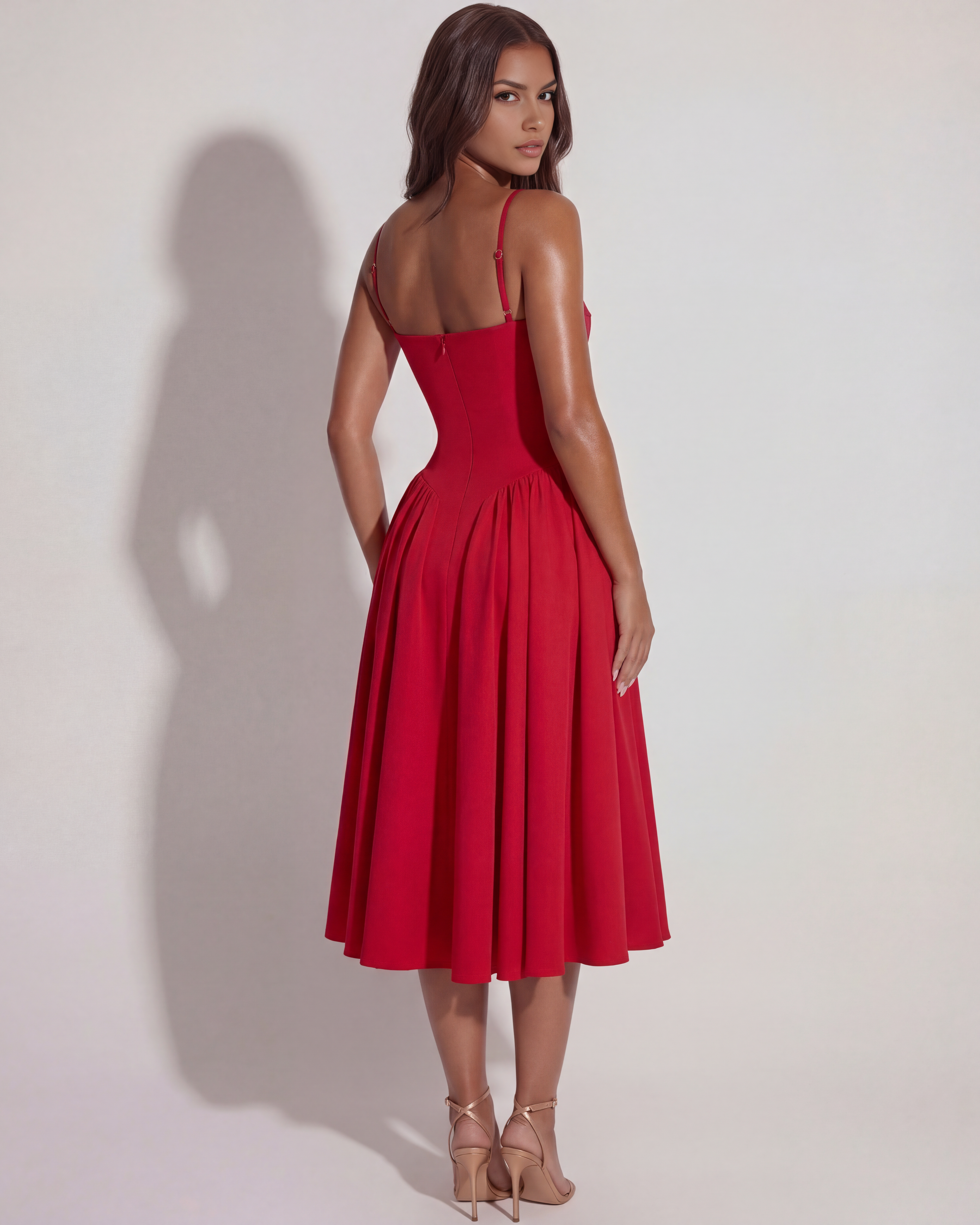 Francesca Fitted Sweetheart Neckline Midi Summer Dress - White