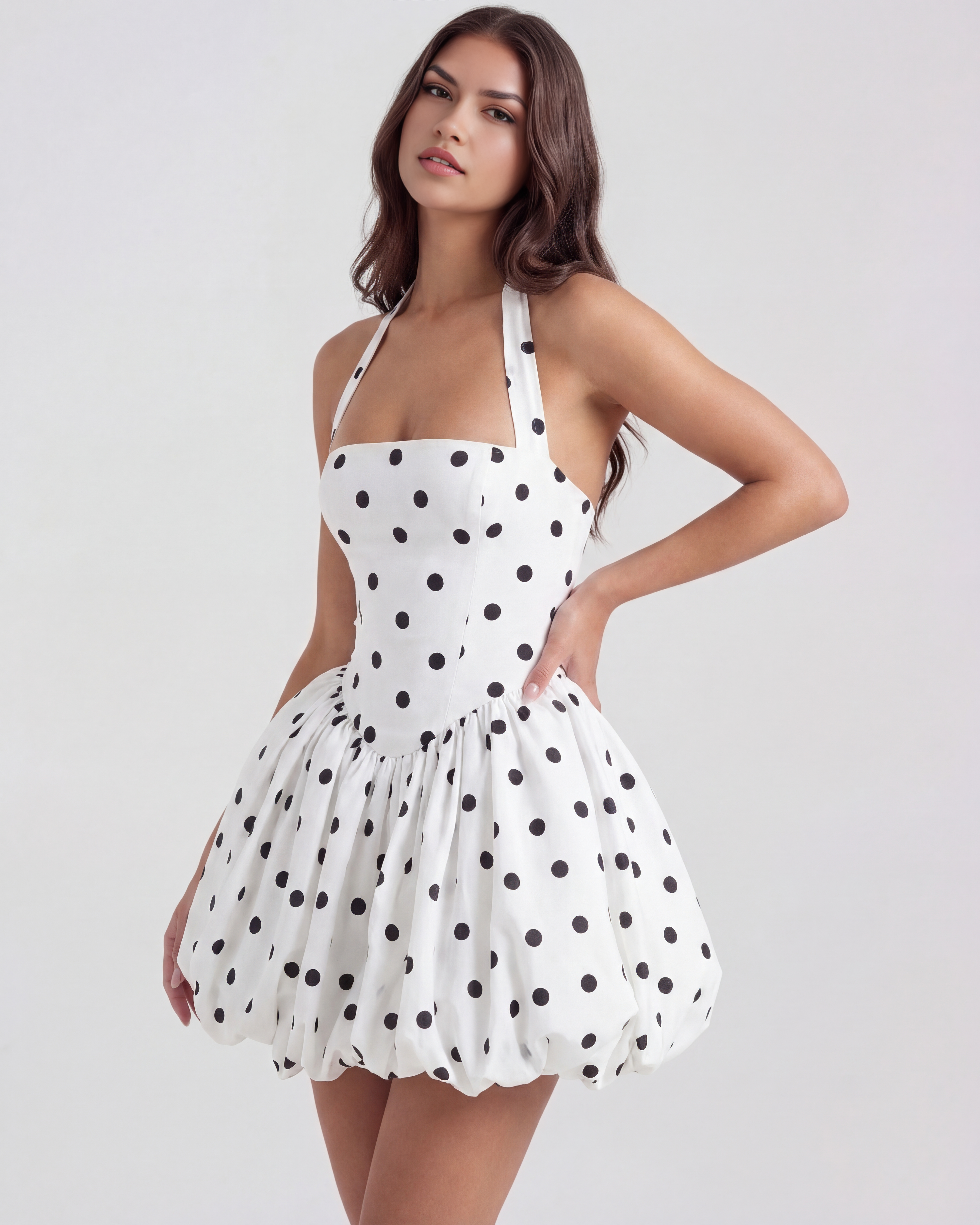 Giulia Playful Fitted Mini Summer Dress - Black
