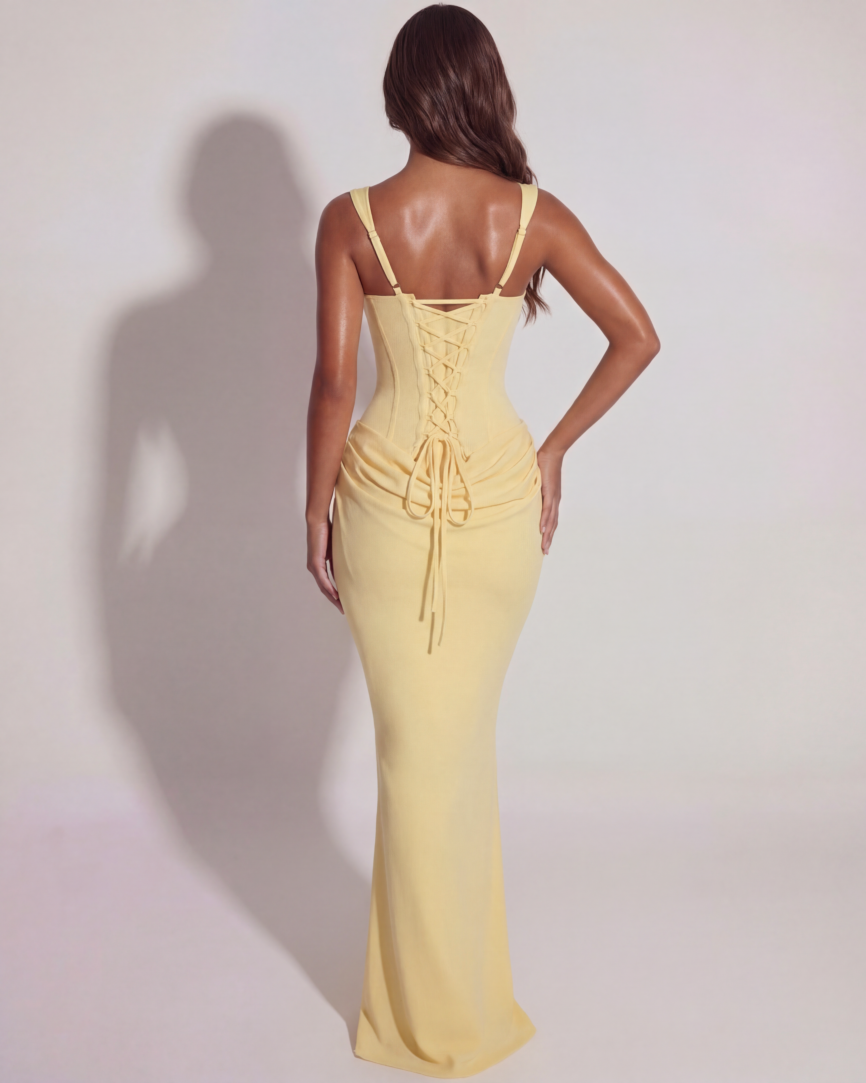 Eleonora Satin Strapless Maxi Wedding Guest Dress - Butter Yellow