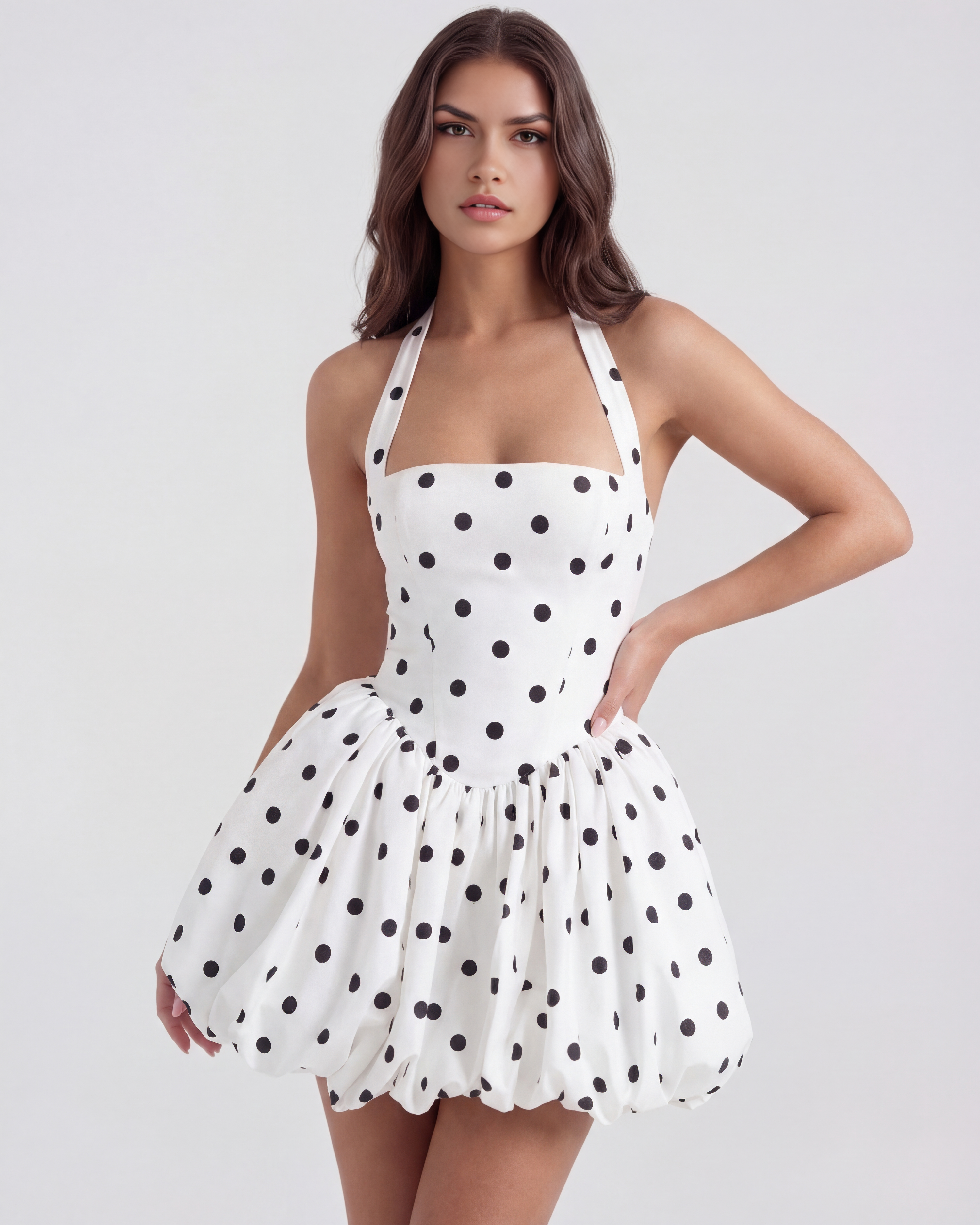 Giulia Playful Fitted Mini Summer Dress - Black
