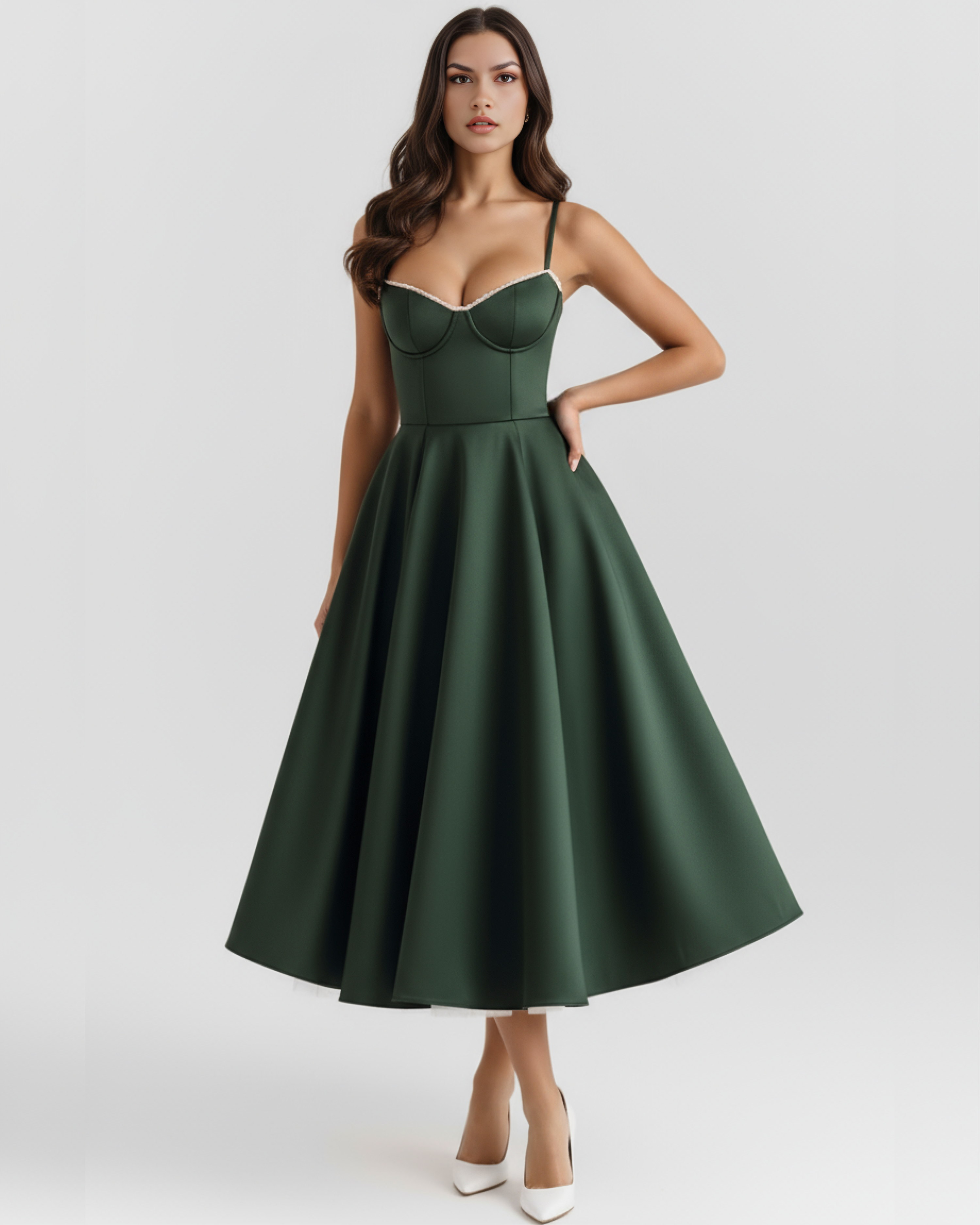Selene Satin Midi Wedding Guest Dress - Champagne