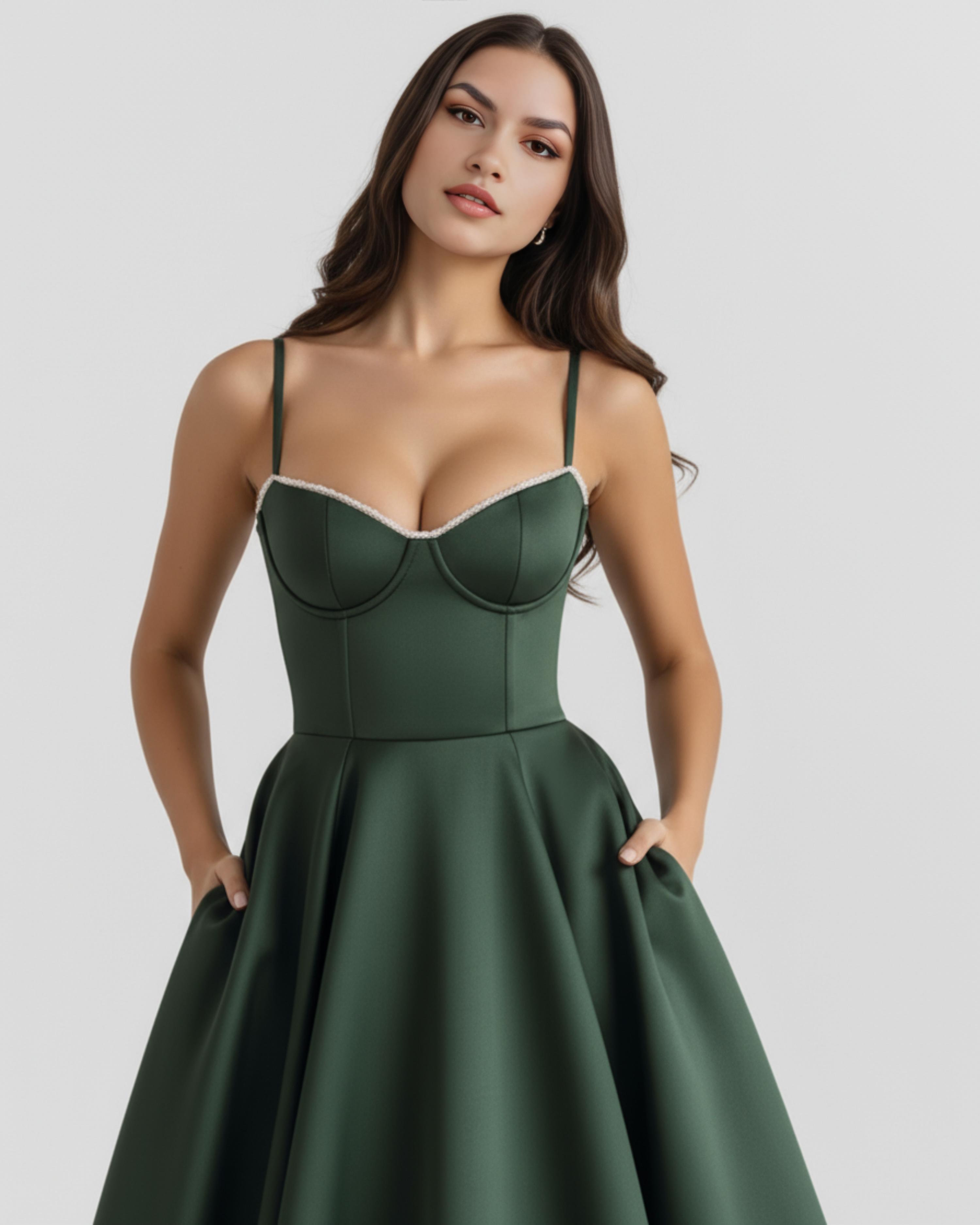 Selene Satin Midi Wedding Guest Dress - Champagne