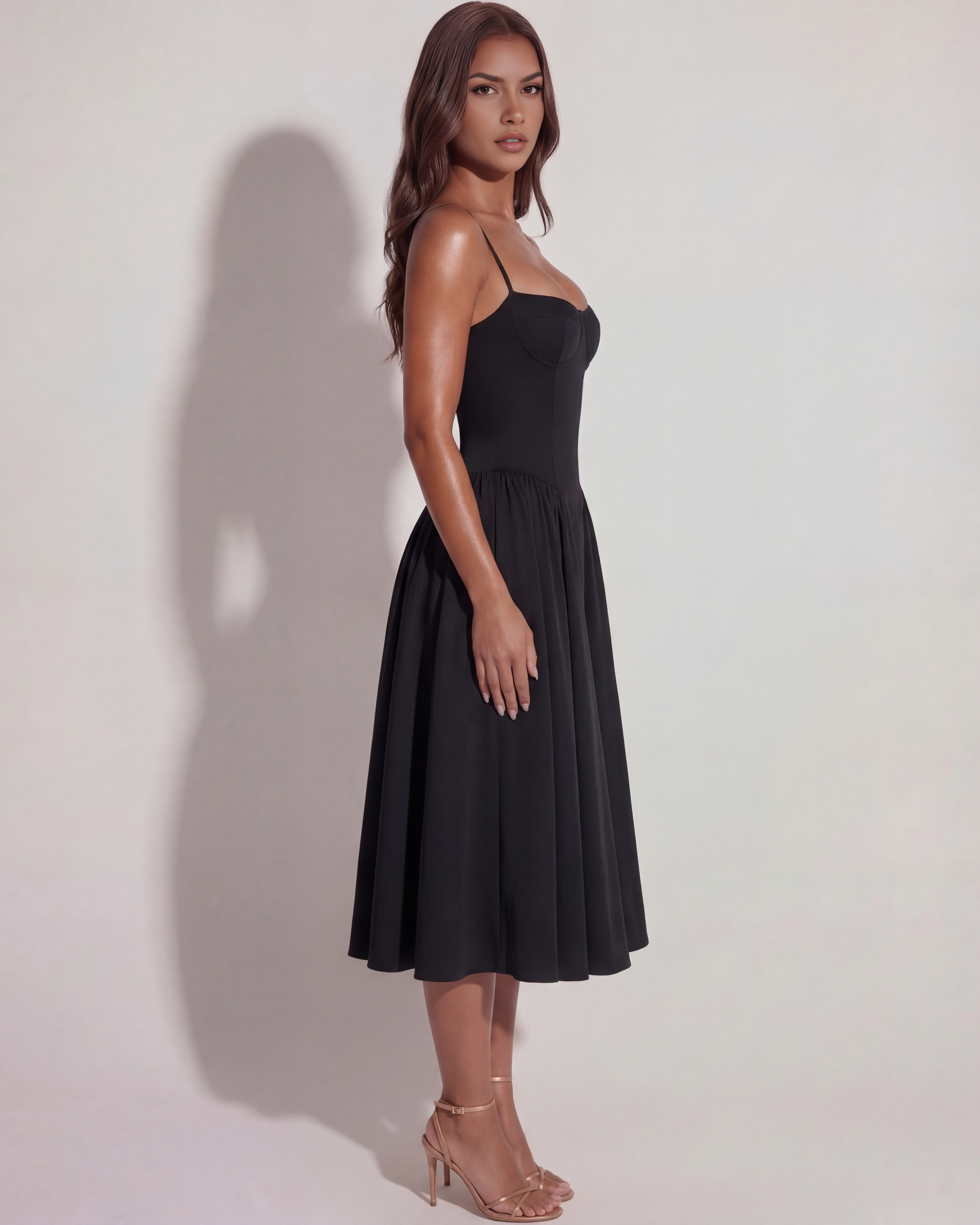 Francesca Sleeveless Ruched Midi Summer Dress - White