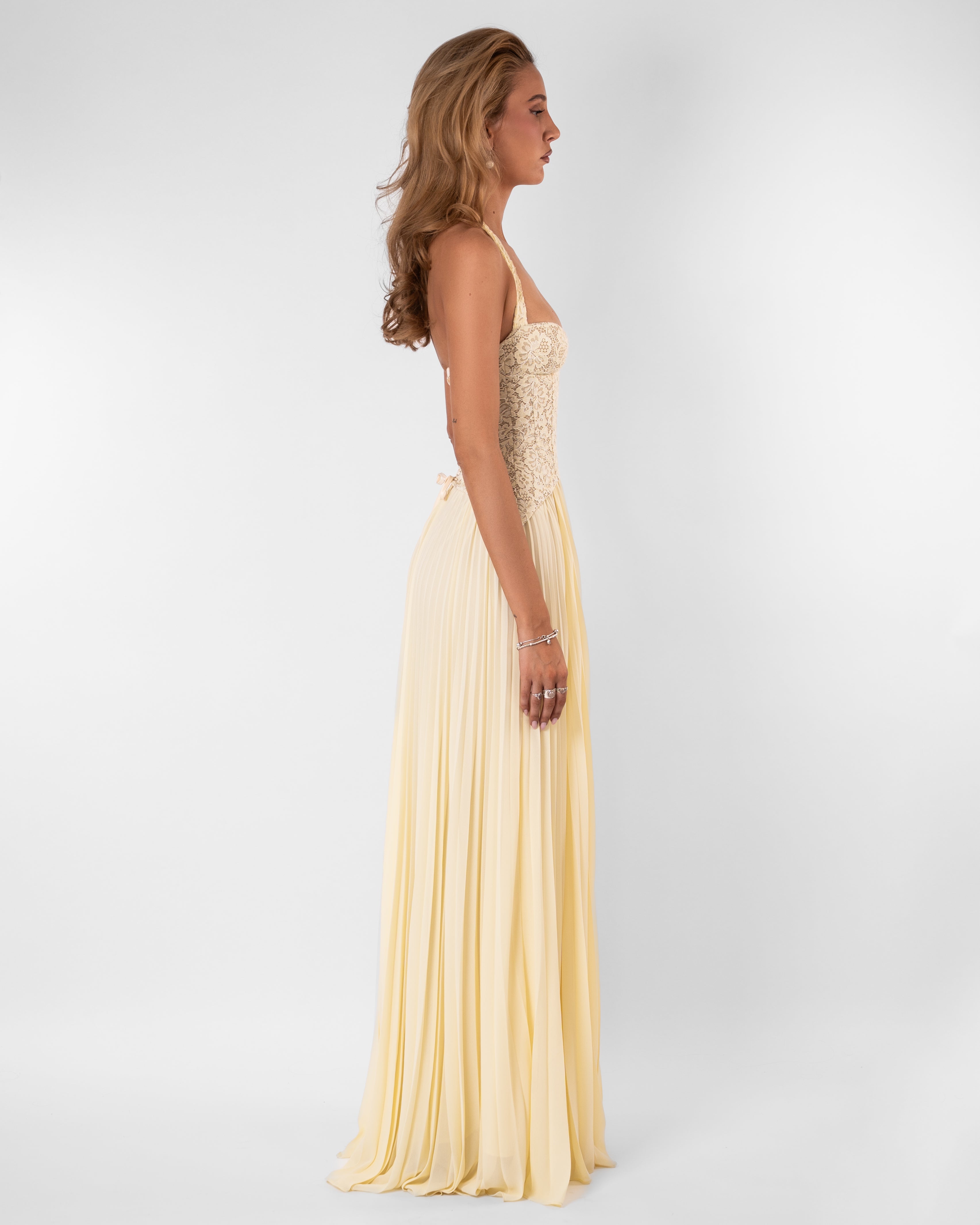Gaia Strapless Midi Bridesmaid Dress - Butter Yellow