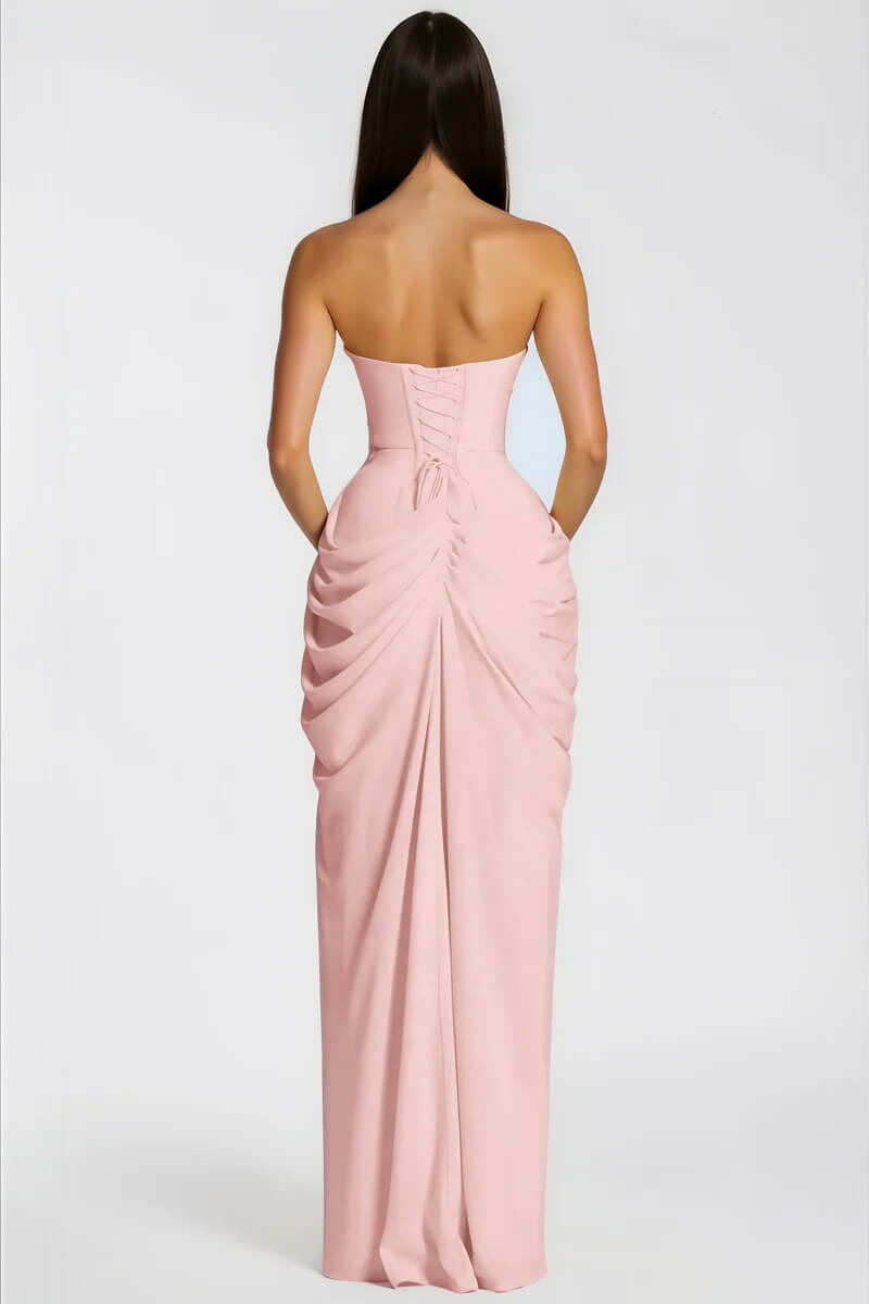 Azalée Strapless Draped High-Slit Maxi Dress - Celeste Ricci