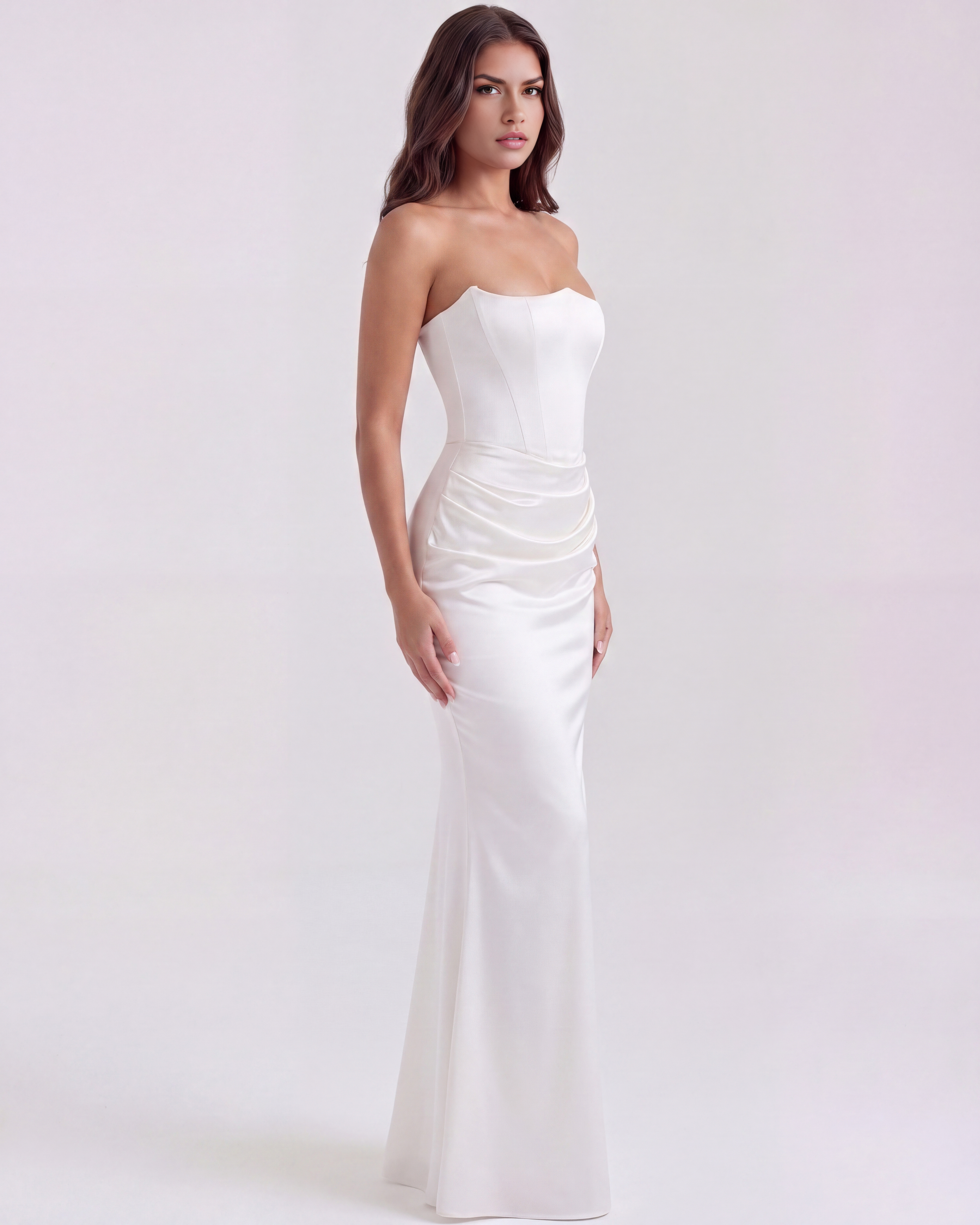 Rosalind Fitted Elegant Maxi Wedding Guest Dress - White