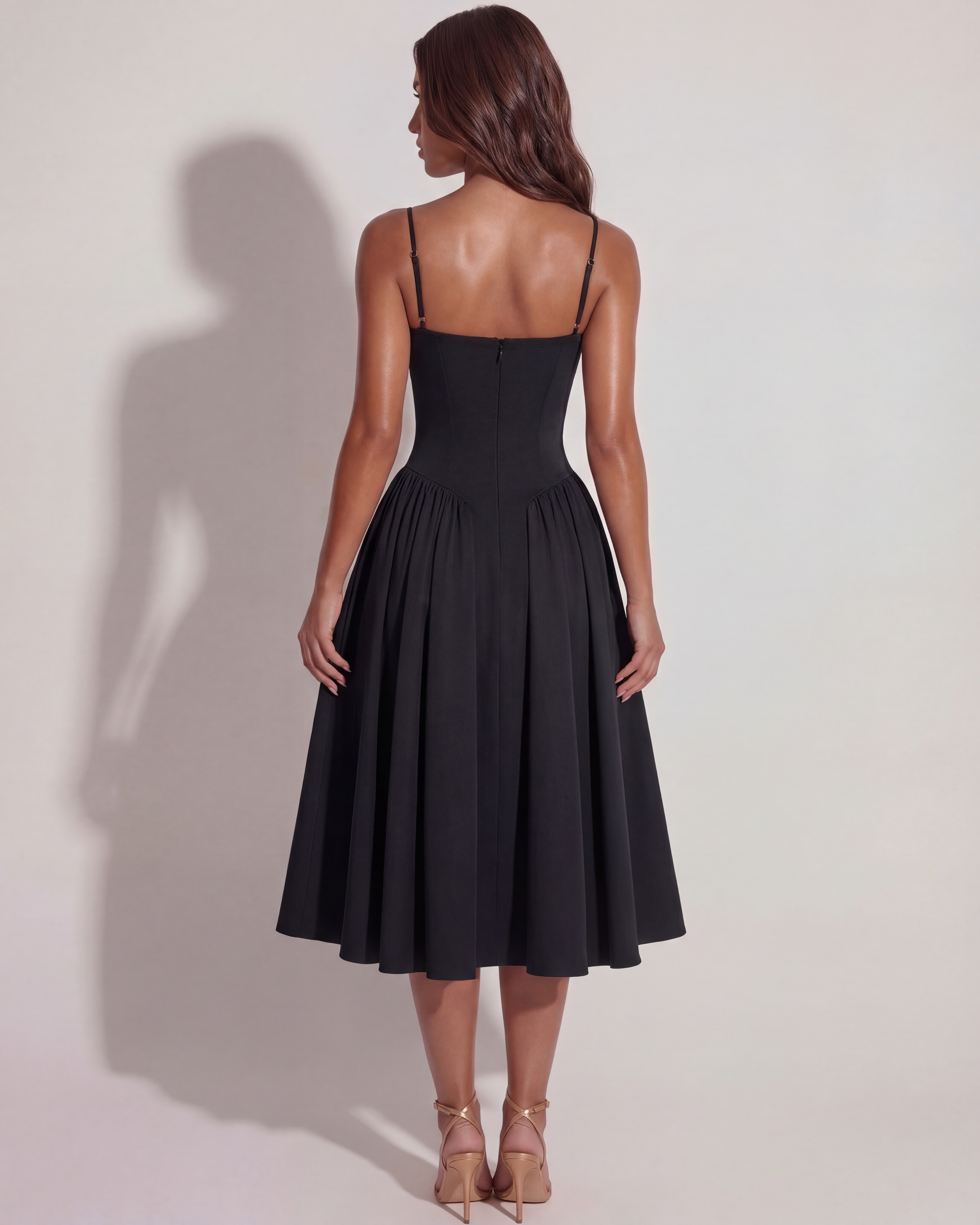 Francesca Sleeveless Ruched Midi Summer Dress - White