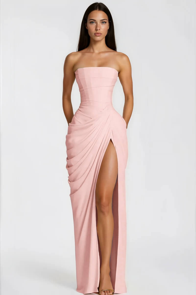 Azalée Strapless Draped High-Slit Maxi Dress - Celeste Ricci