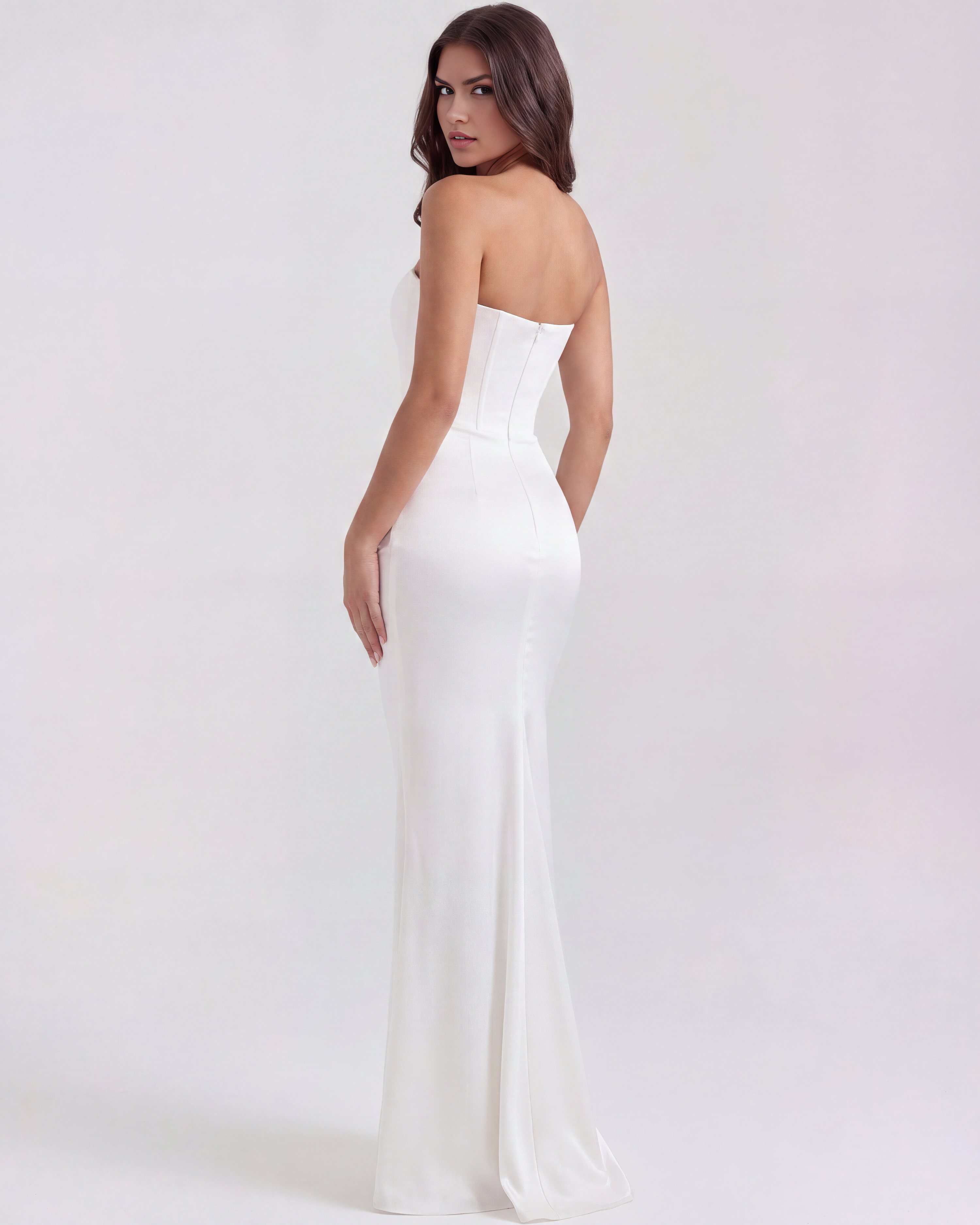 Rosalind Fitted Elegant Maxi Wedding Guest Dress - White