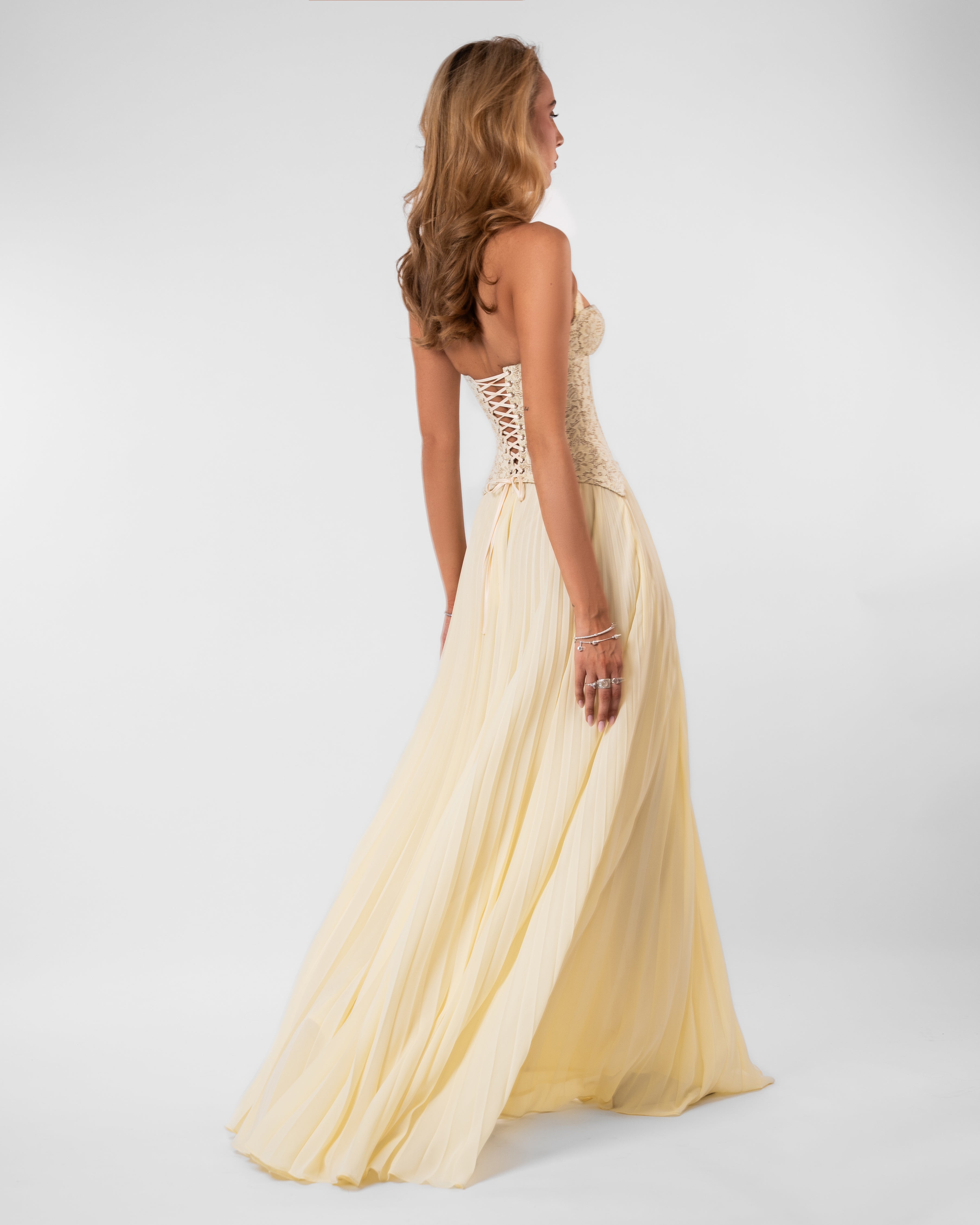 Gaia Strapless Midi Bridesmaid Dress - Butter Yellow