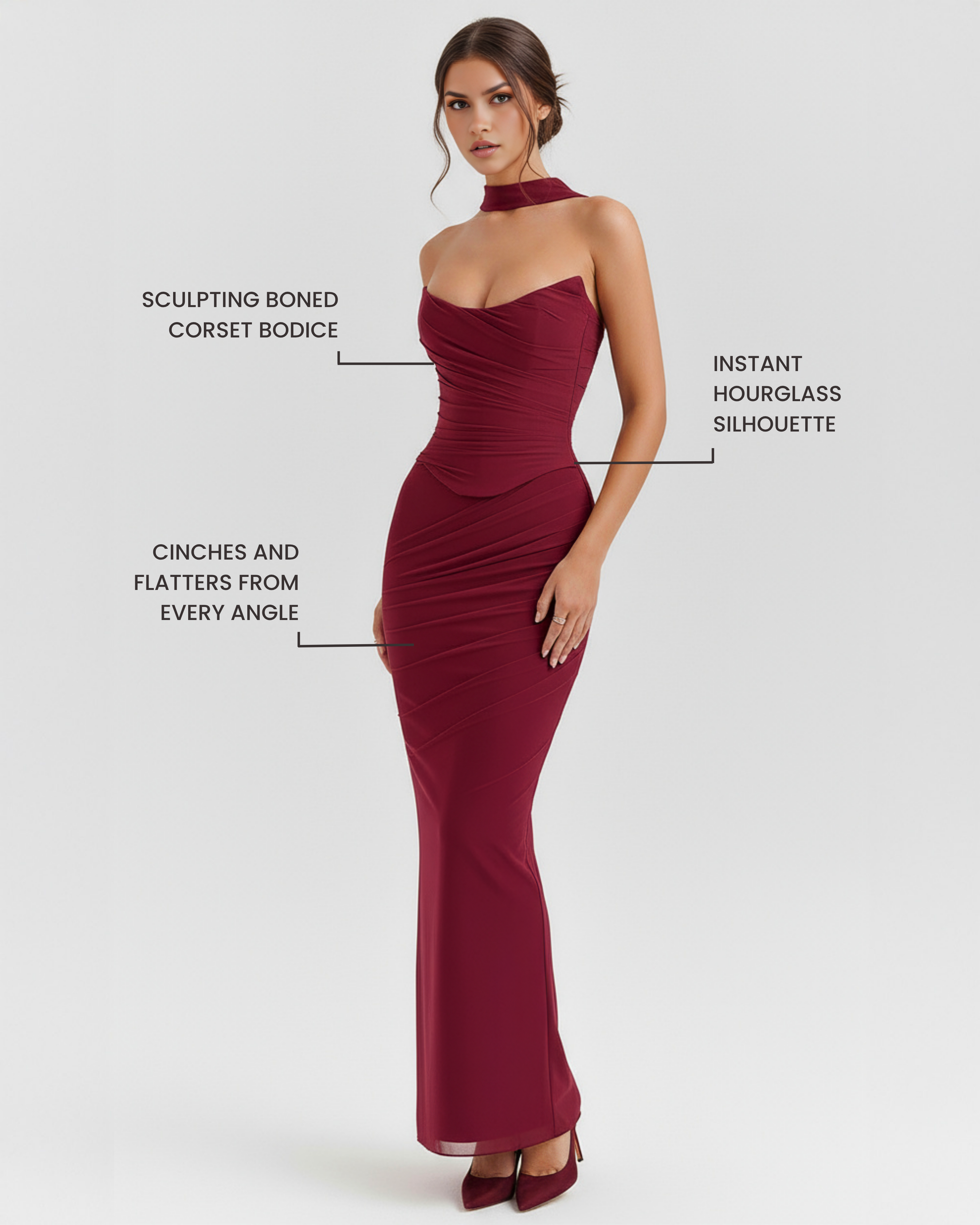 Malu Mesh Fitted Maxi Evening Dress - Black