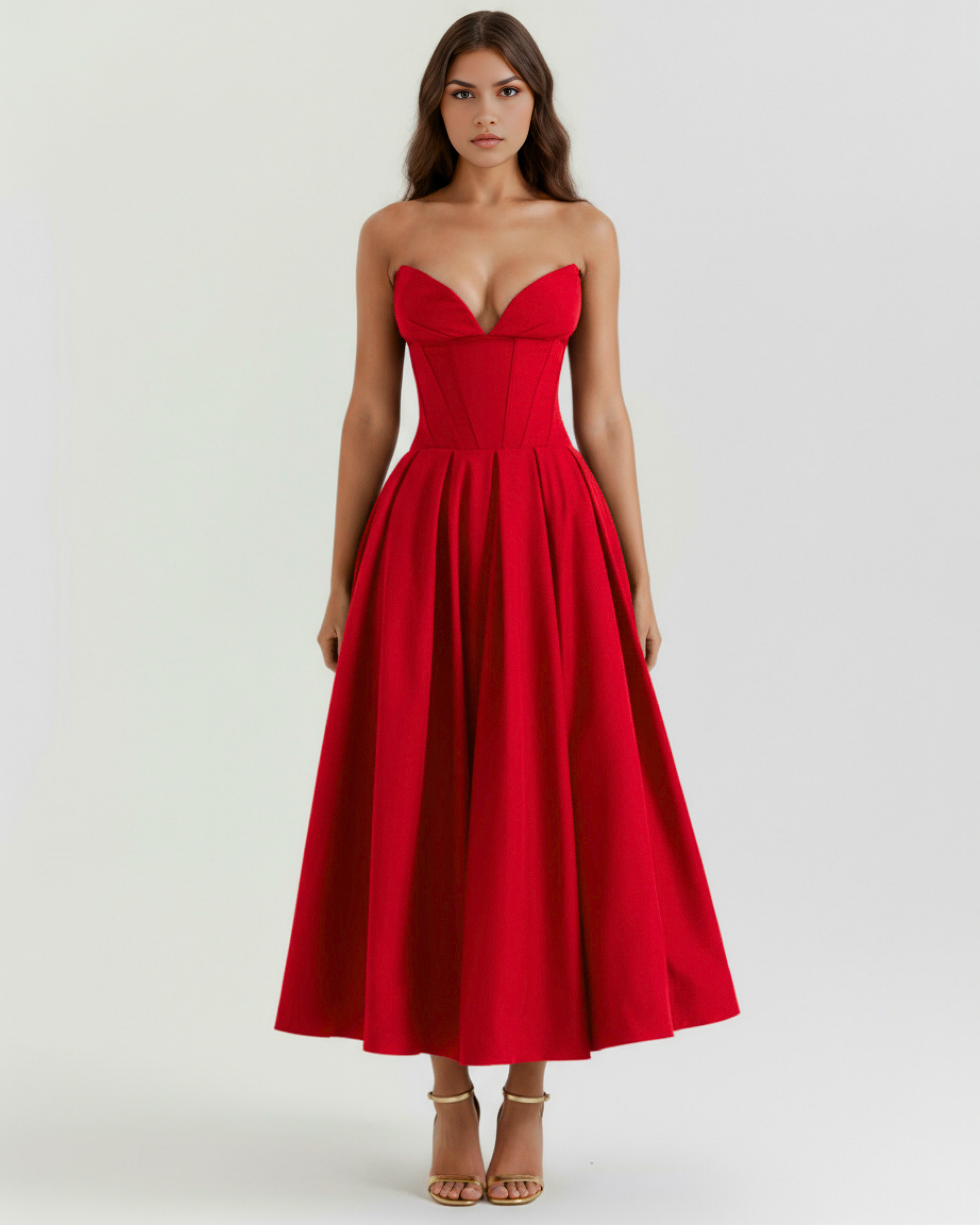 Amalfi Strapless Voluminous Maxi Wedding Guest Dress - Champagne