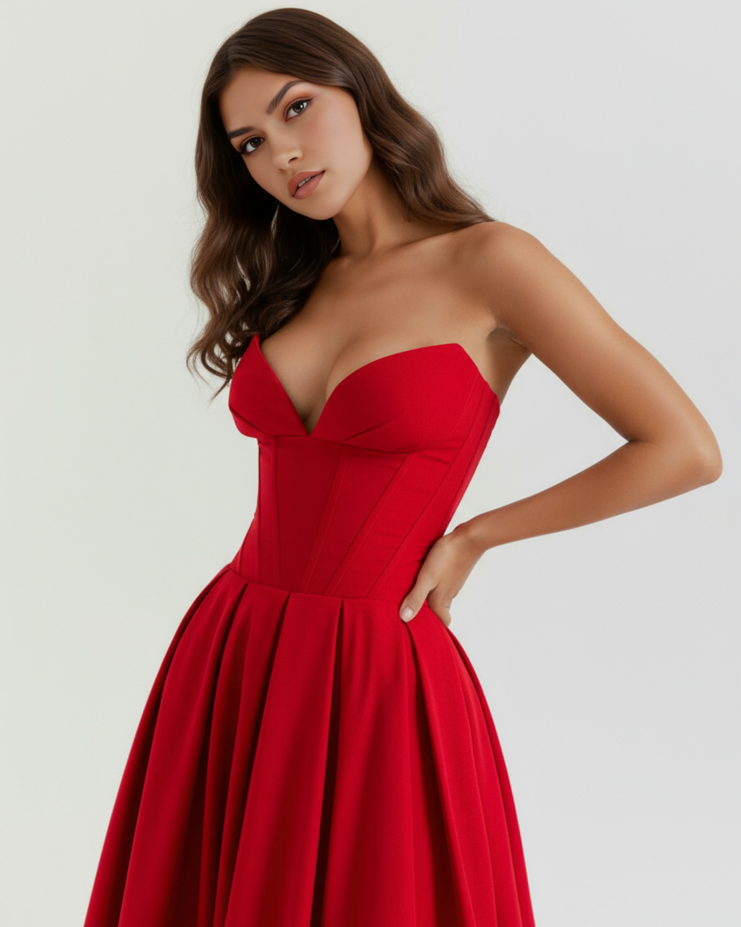 Amalfi Strapless Voluminous Maxi Wedding Guest Dress - Champagne