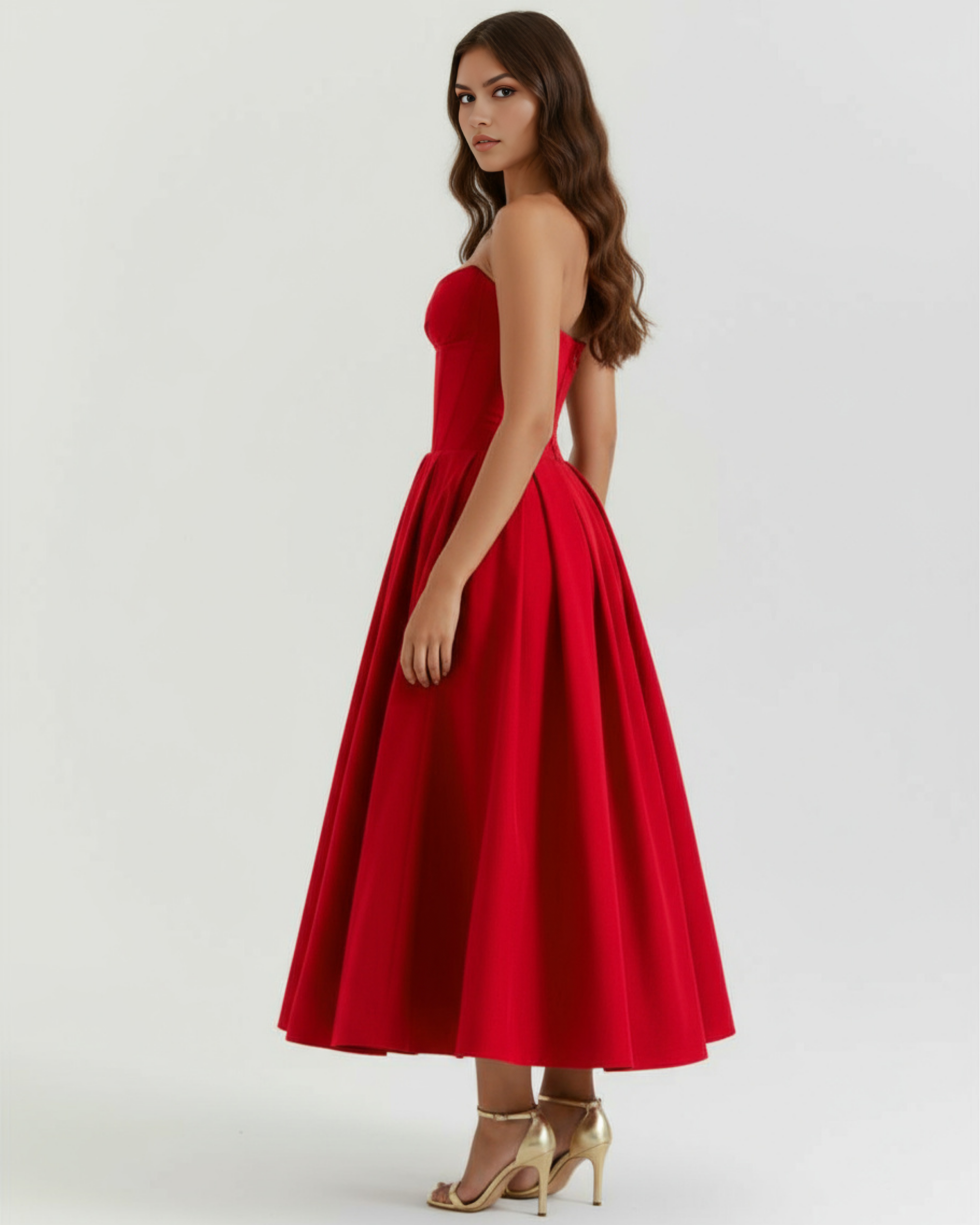 Amalfi Strapless Voluminous Maxi Wedding Guest Dress - Champagne