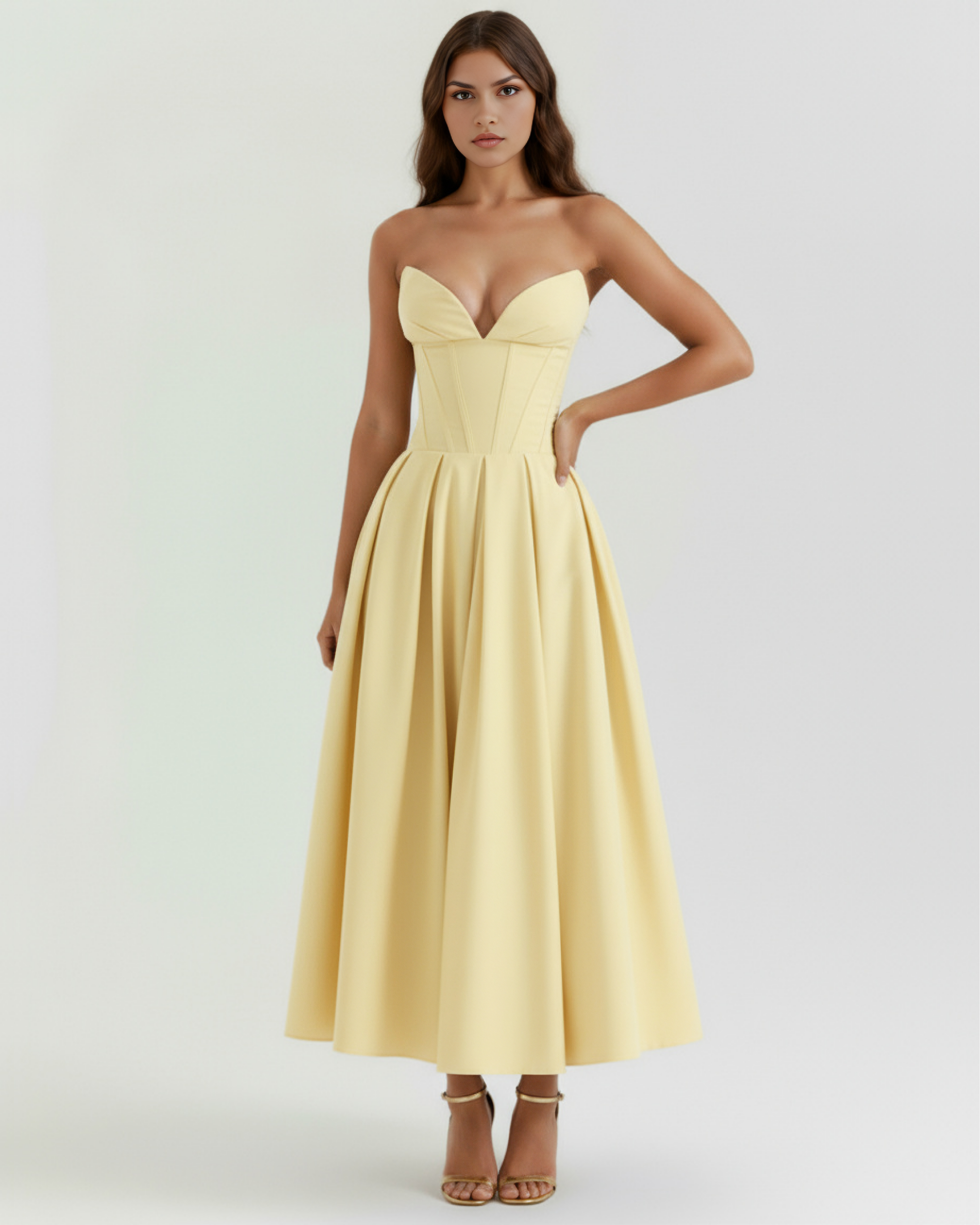 Amalfi Strapless Fitted Maxi Wedding Guest Dress - White
