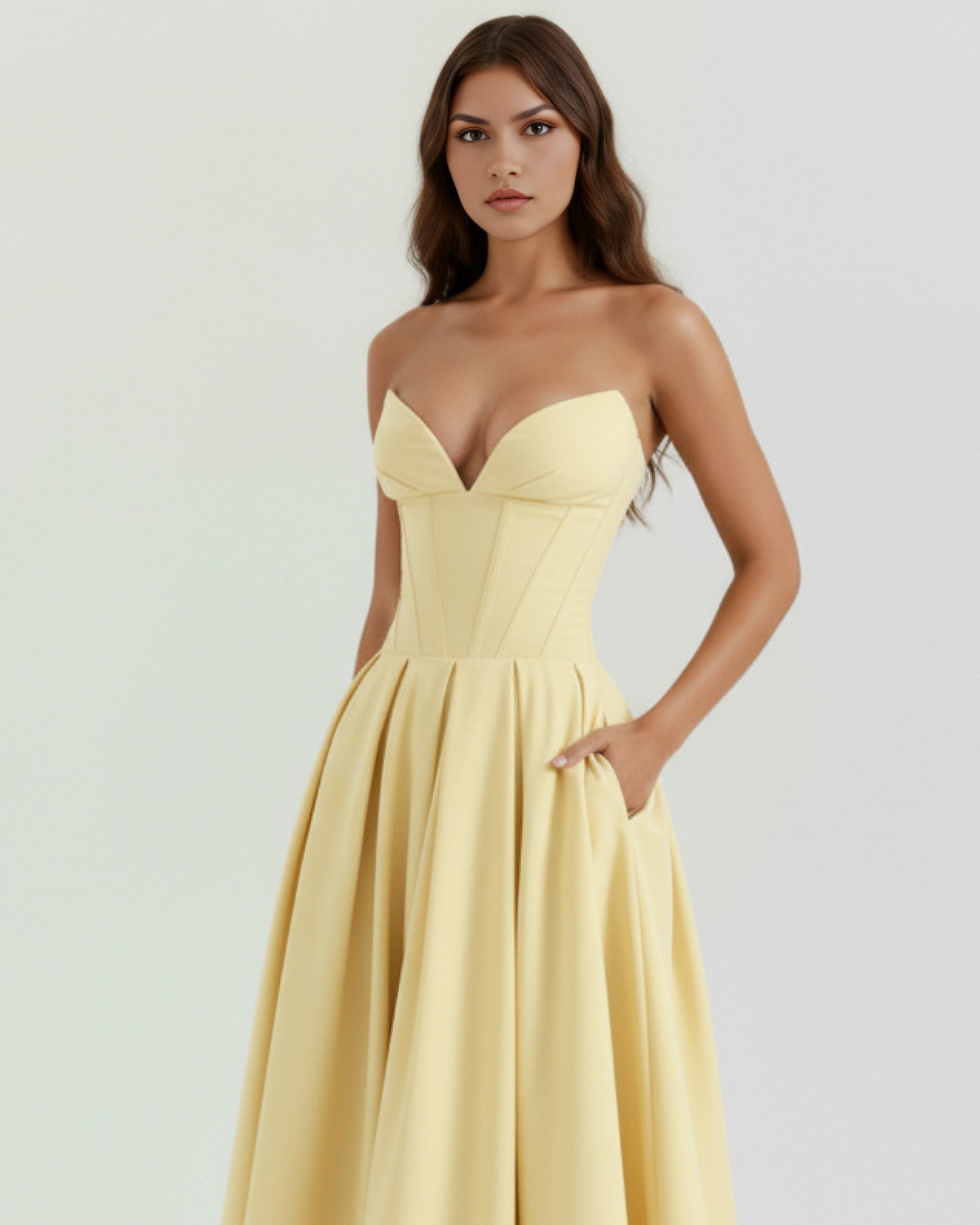 Amalfi Strapless Fitted Maxi Wedding Guest Dress - White