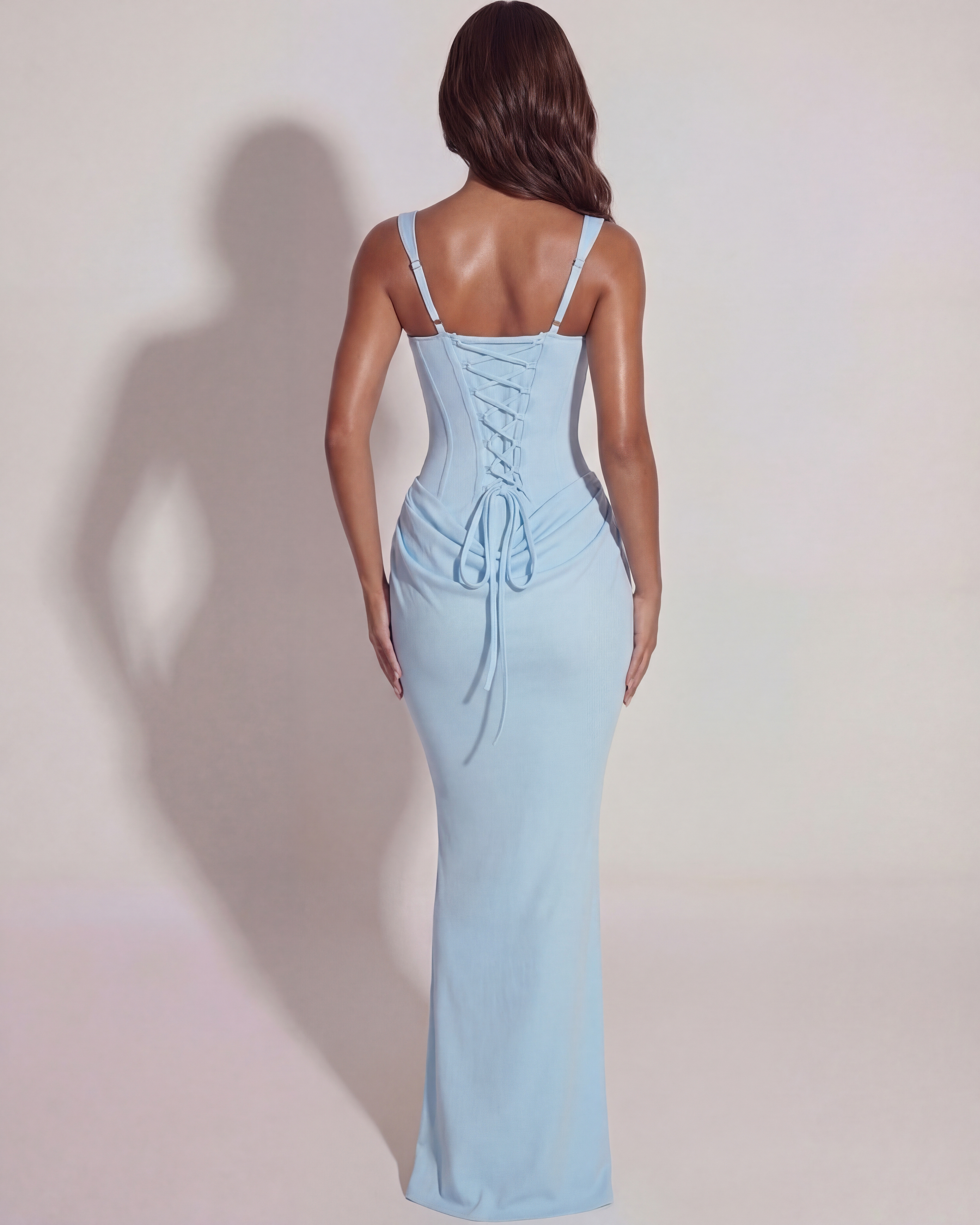 Eleonora Satin Maxi Evening Dress - Baby Blue